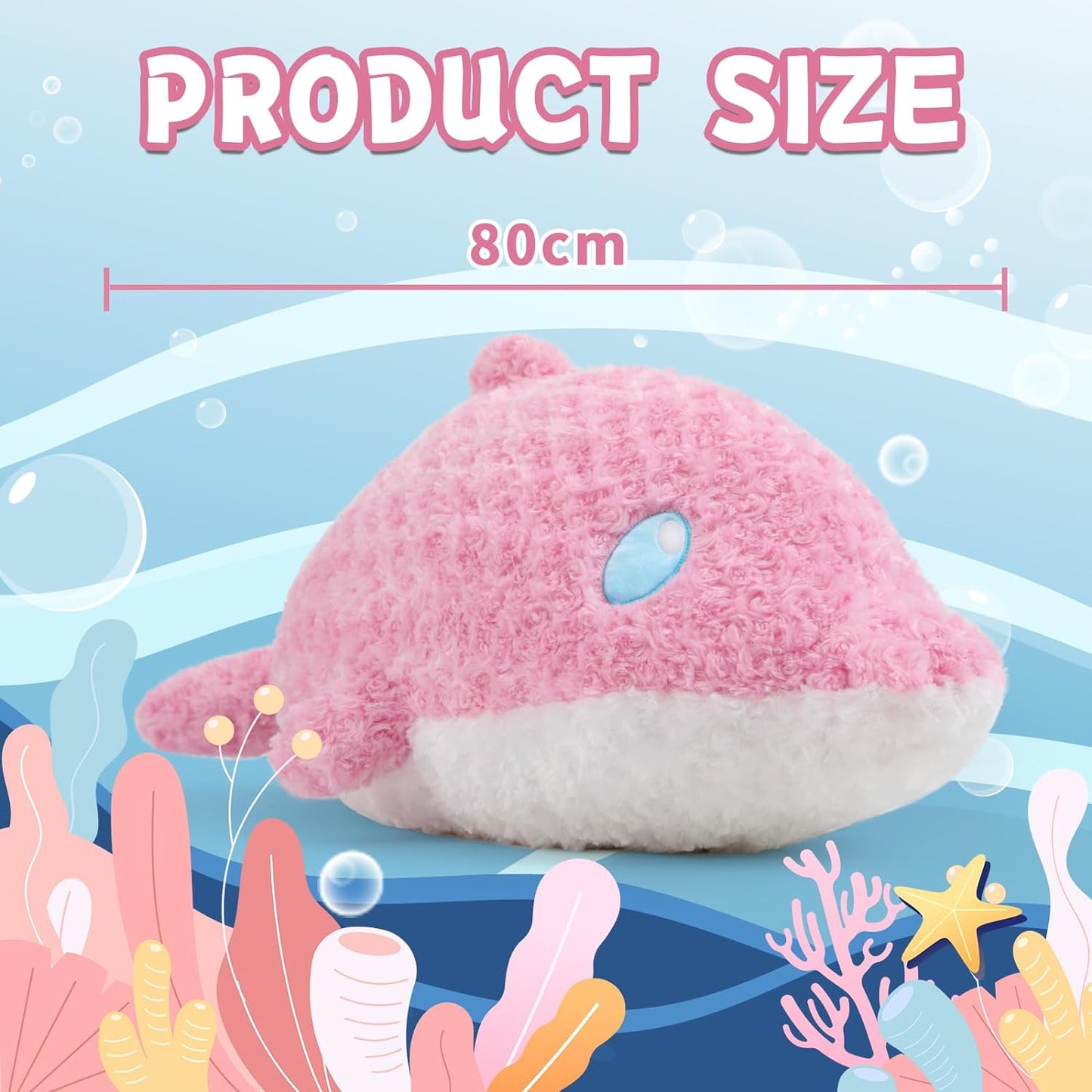 Dolphin Plush Toy Stuffed Animals, Pink, 31.5 Inches - MorisMos Stuffed Animals