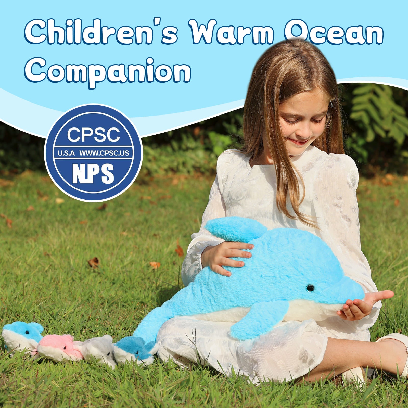 Dolphin Plush Toys Ocean Stuffed Animals, Blue, 20.5 Inches