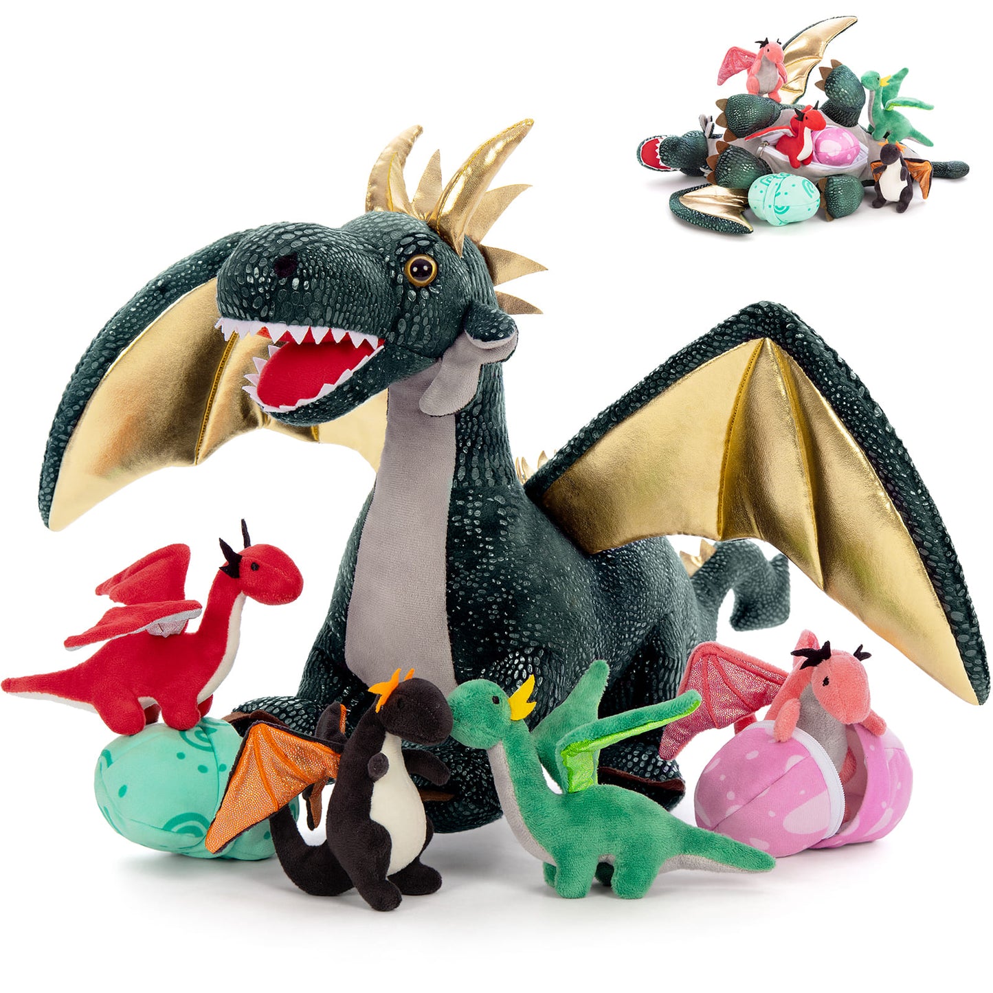 Fantasy Dragon Stuffed Animals with Babies Inside the Belly - Cool Birthday/Christmas Gift for Boys and Girls