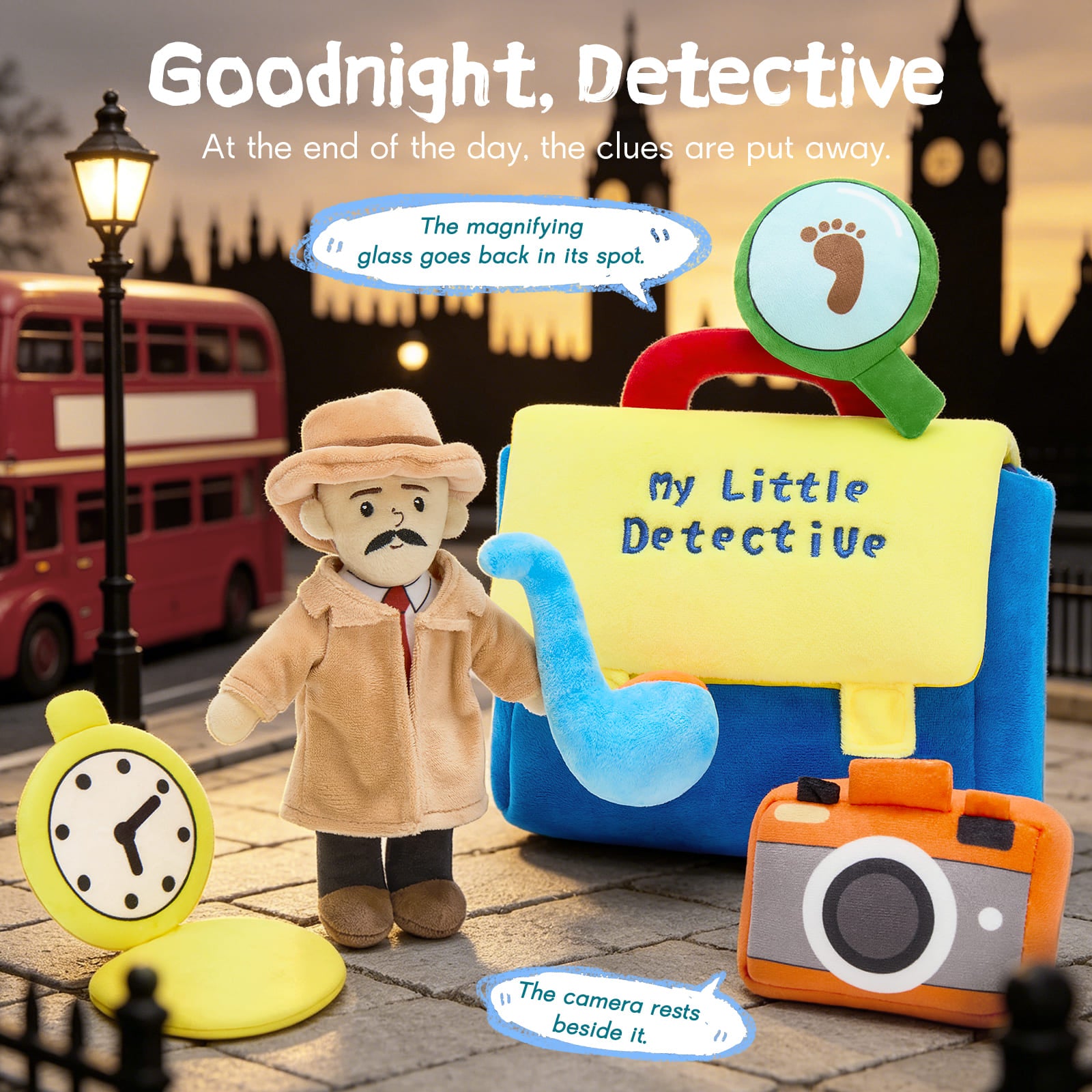 Detective Bag with Plush Detective Doll, Camera, Magnifying Glass