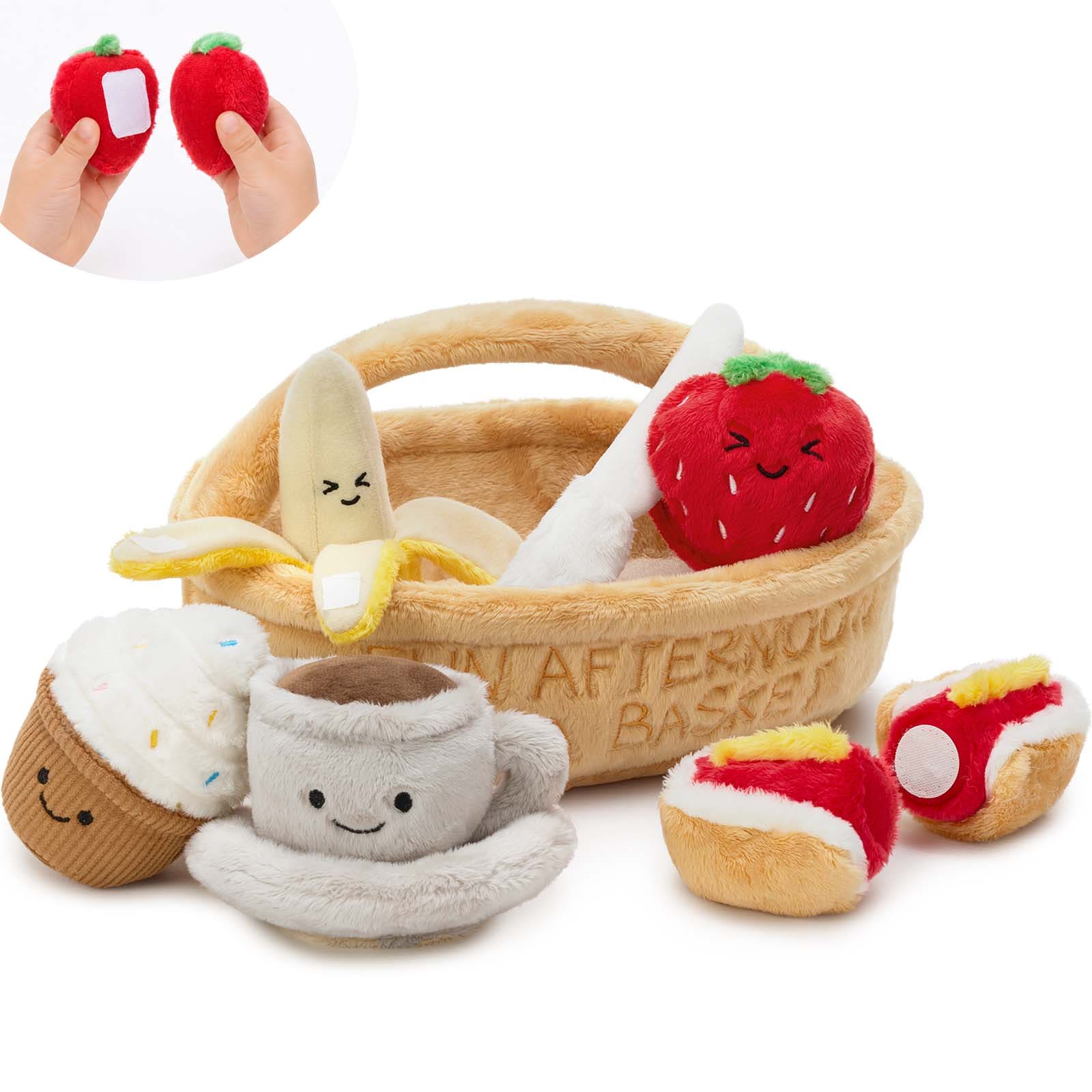 7pcs Tea Party Plush Set Cutting Pretend Play Food Sets Toys for Kids