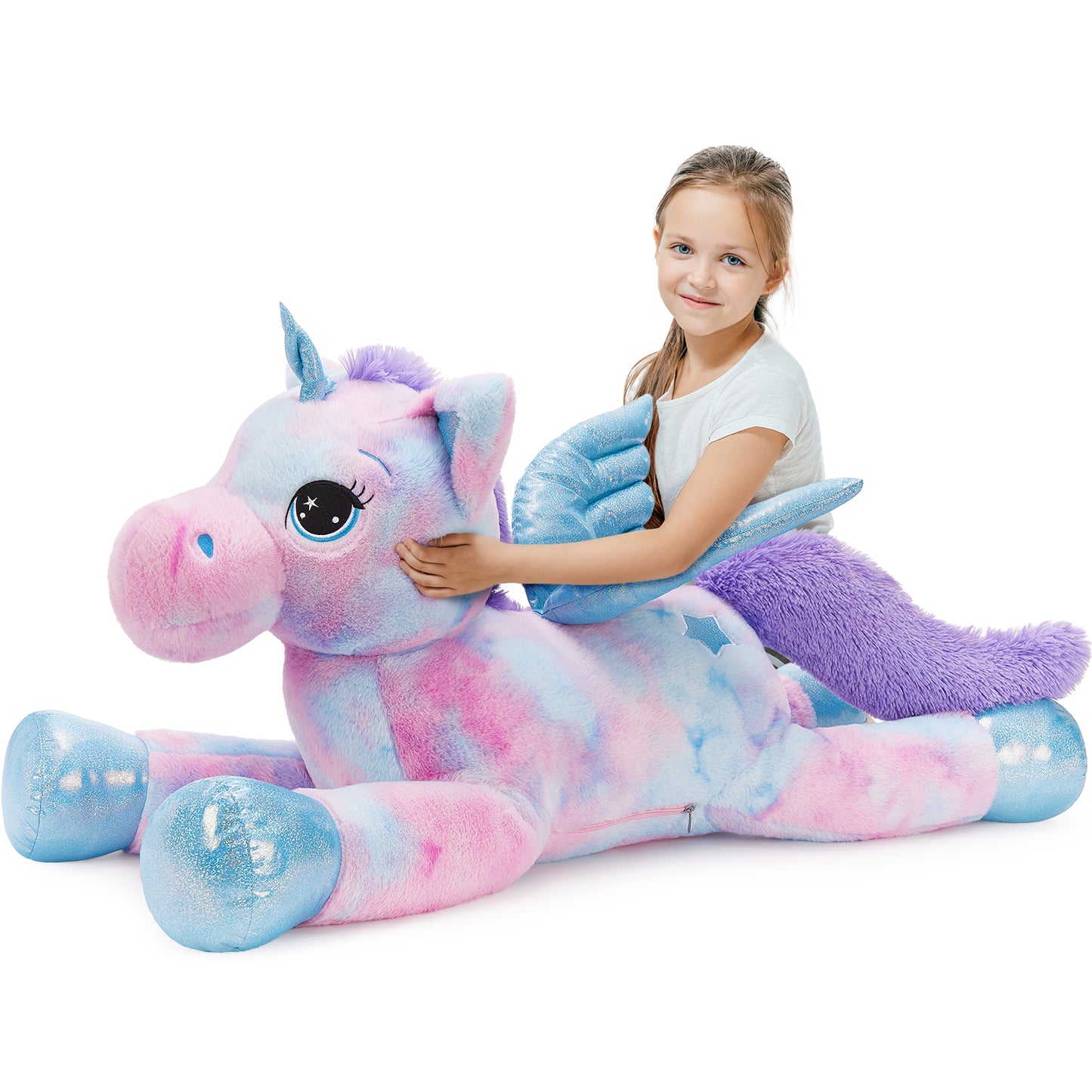 MorisMos 43'' Giant Unicorn Stuffed Animal Soft Unicorn Plush Toy with Wings