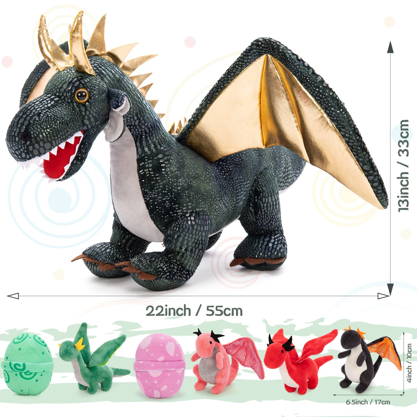 Fantasy Dragon Stuffed Animals with Babies Inside the Belly - Cool Birthday/Christmas Gift for Boys and Girls