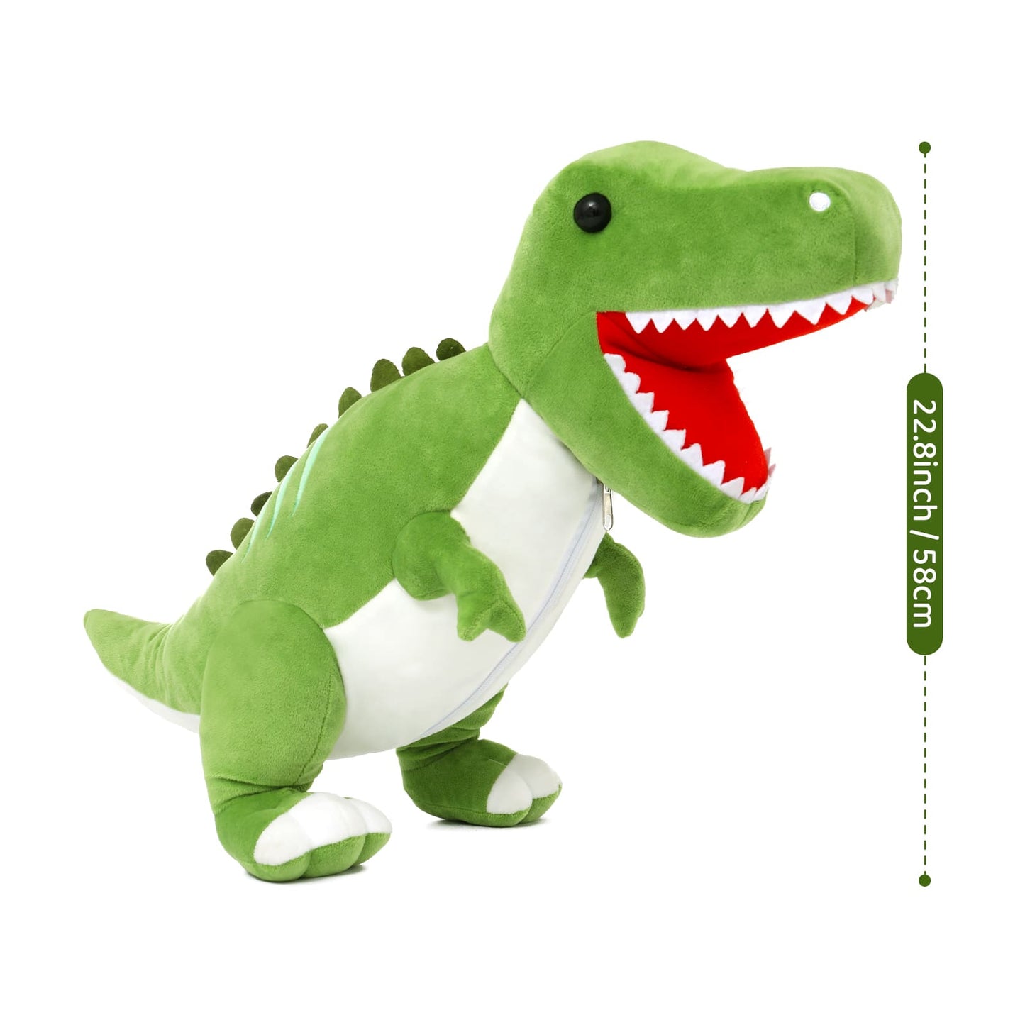 Dinosaur Stuffed Toy with 3 Baby Dinosaurs, Green/Pink/Grey, 23.6 Inches
