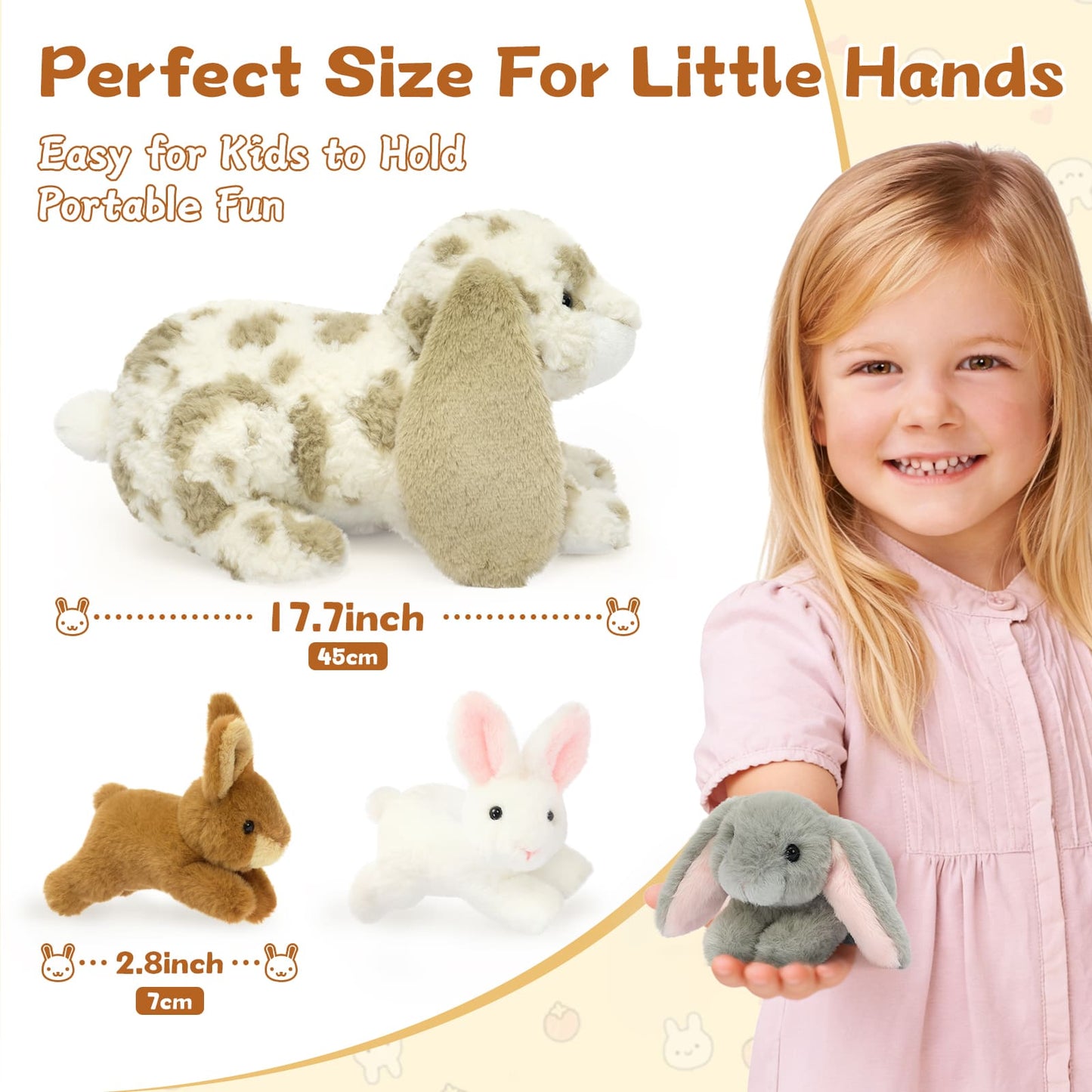 Large fluffy rabbit plush toy with small baby bunnies cute realistic stuffed animal set perfect for Easter gifts kids toys and cozy bedroom decoration