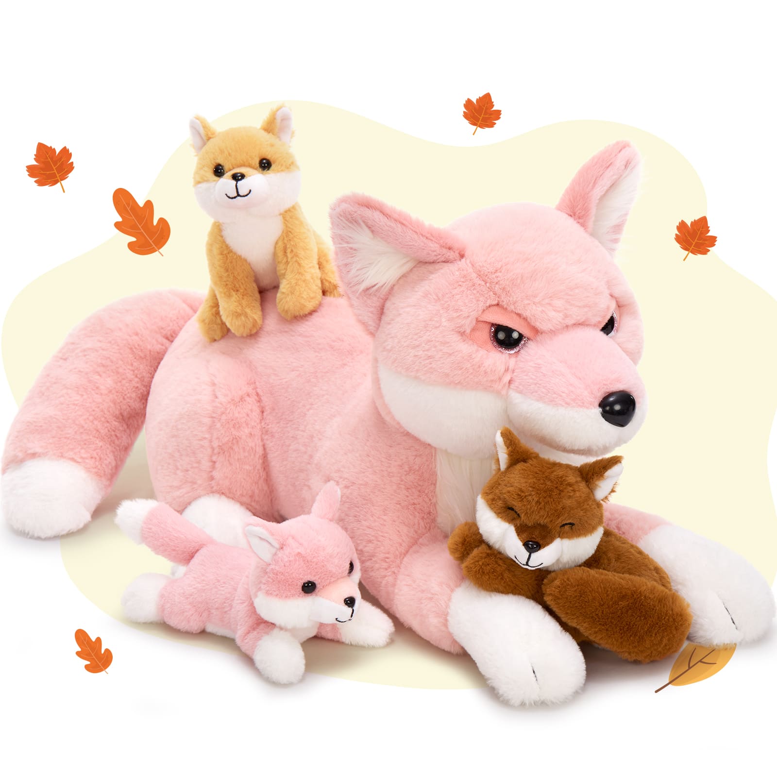 4 Pcs Jungle Red Fox Stuffed Animals, 22 Inches