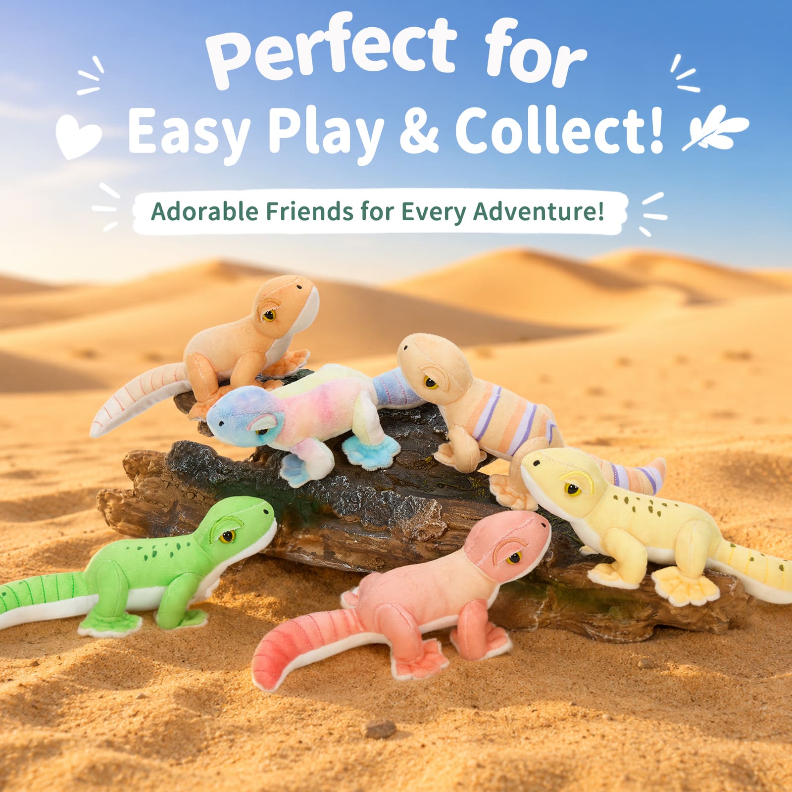 Plush Gecko Stuffed Animal Soft Colorful Gecko Toy Set, 7.9 Inches