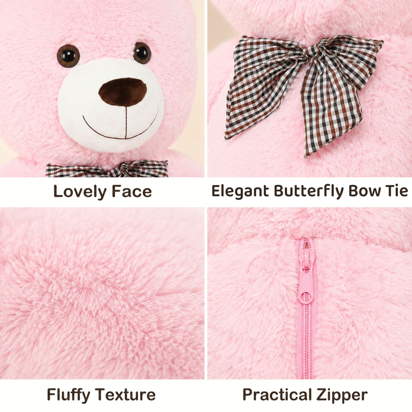 Ours en peluche géant, jouet en peluche, rose, 39/47/55 pouces