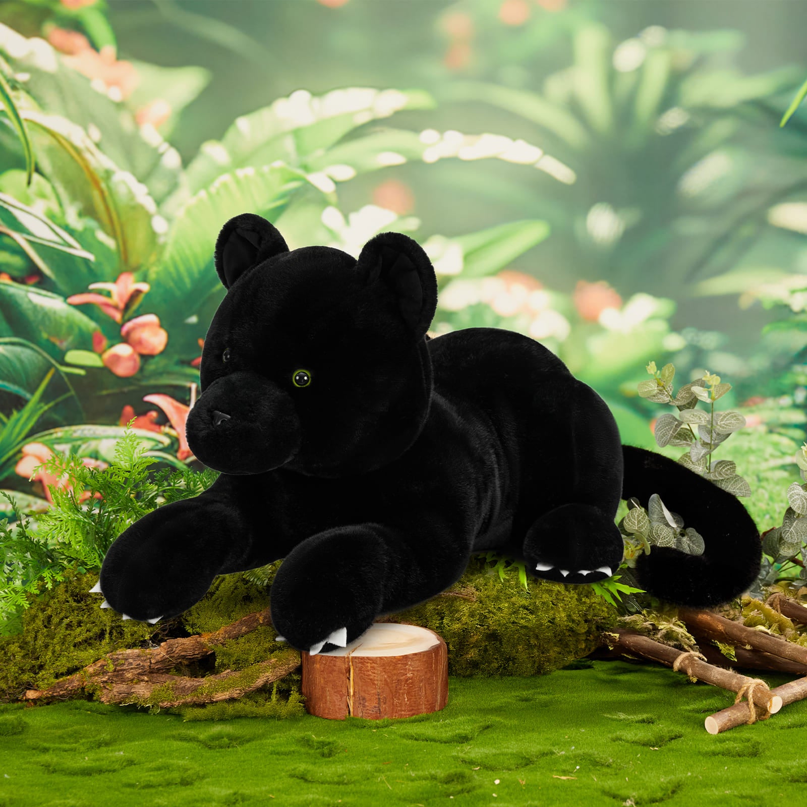 Large Black Panther Plush Toy Jungle Stuffed Animals, 30.3 Inches