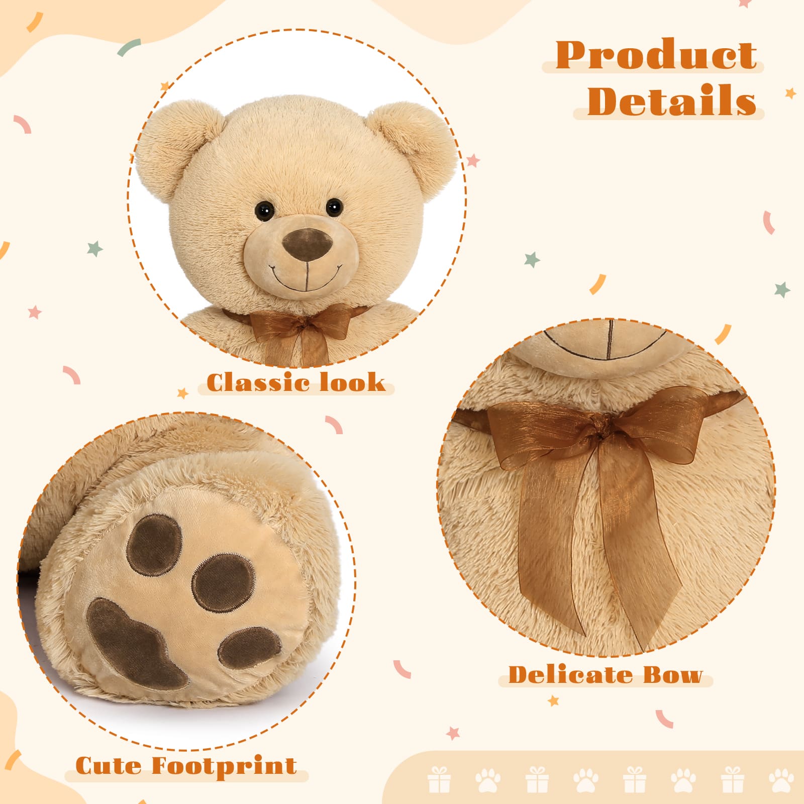 Big Teddy Bear Stuffed Animal Toy, Brown, 40 Inches