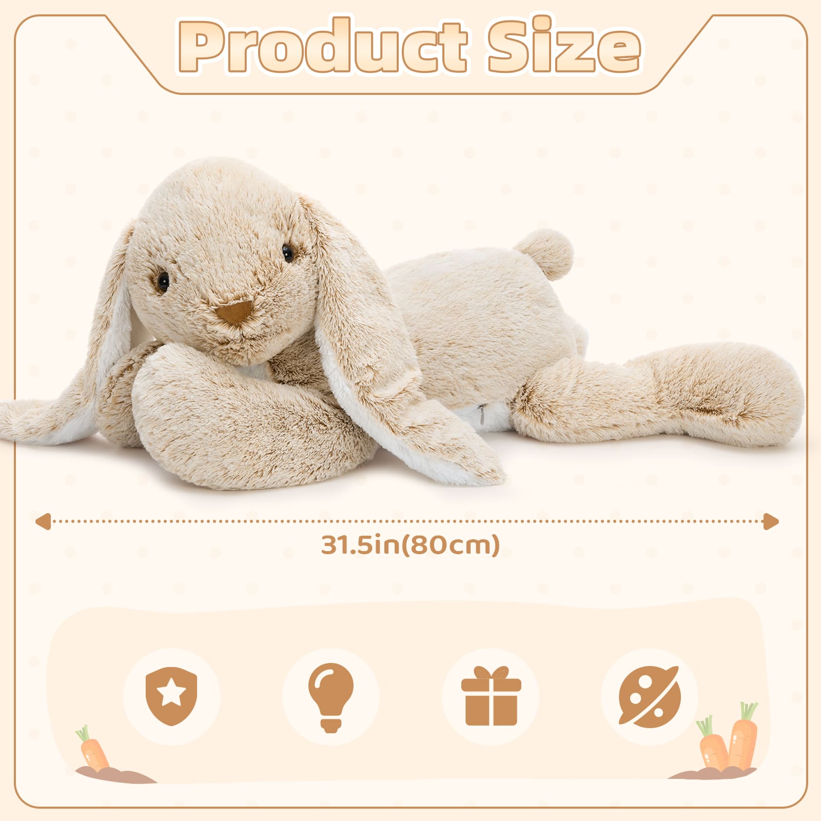 Bunny Plush Toy Rabbit Stuffed Animals, Grey, 31.5 Inches