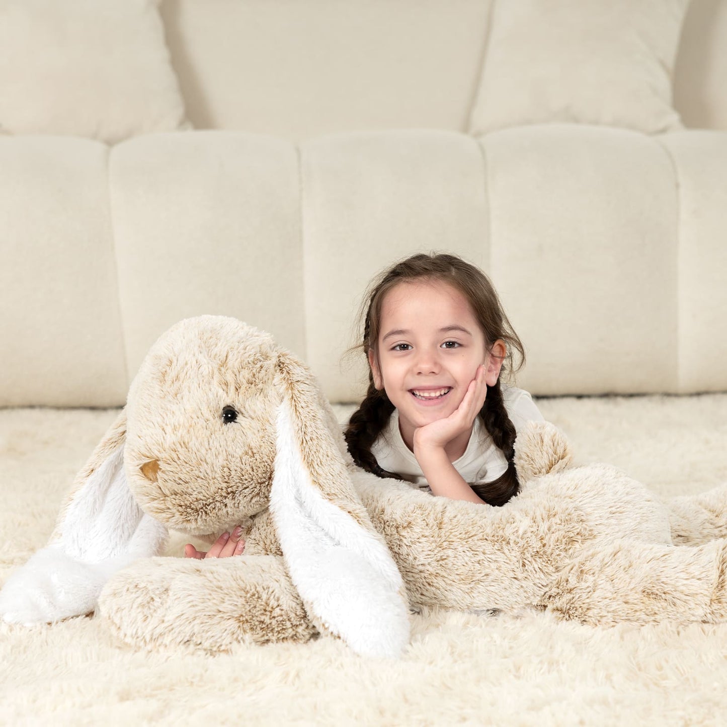 Giant Bunny Plush Toys - Light Brown Easter Rabbit Stuffed Animals - Easter Present for All Ages - 31 Inches Plush Bunny