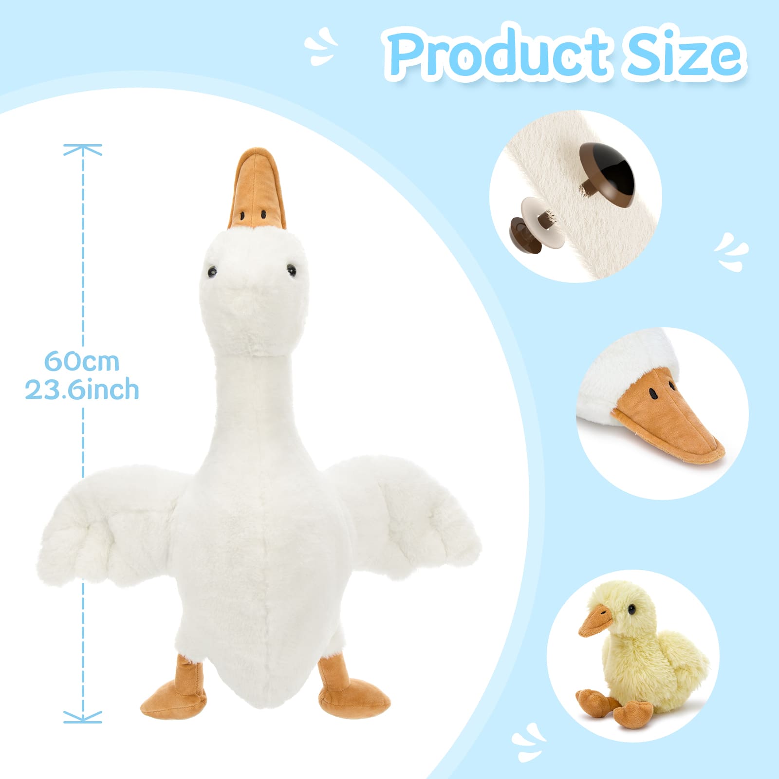 6 Pcs Goose Stuffed Animals, White, 23.6 Inches
