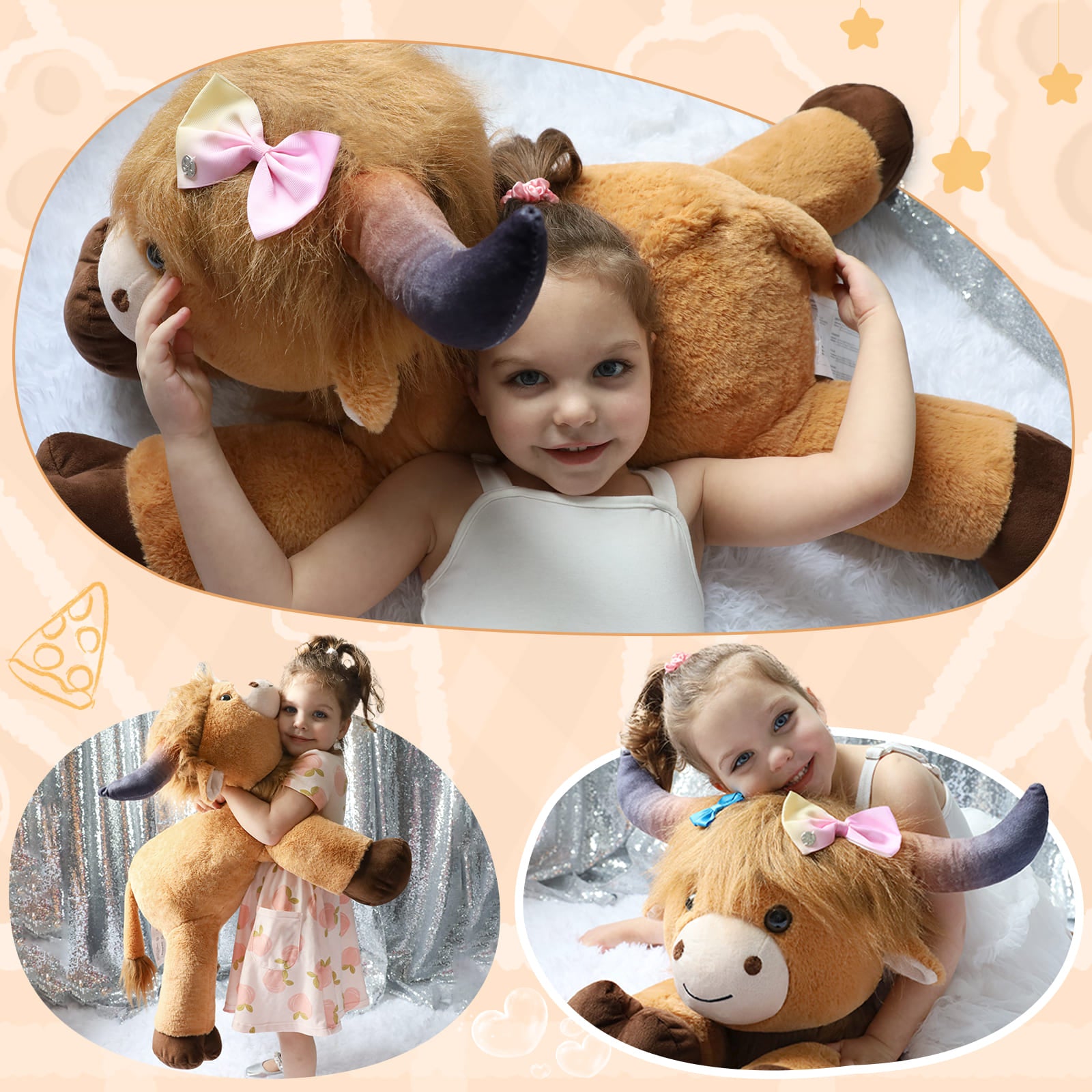 Big Highland Cow Stuffed Animals, Brown, 32 inches