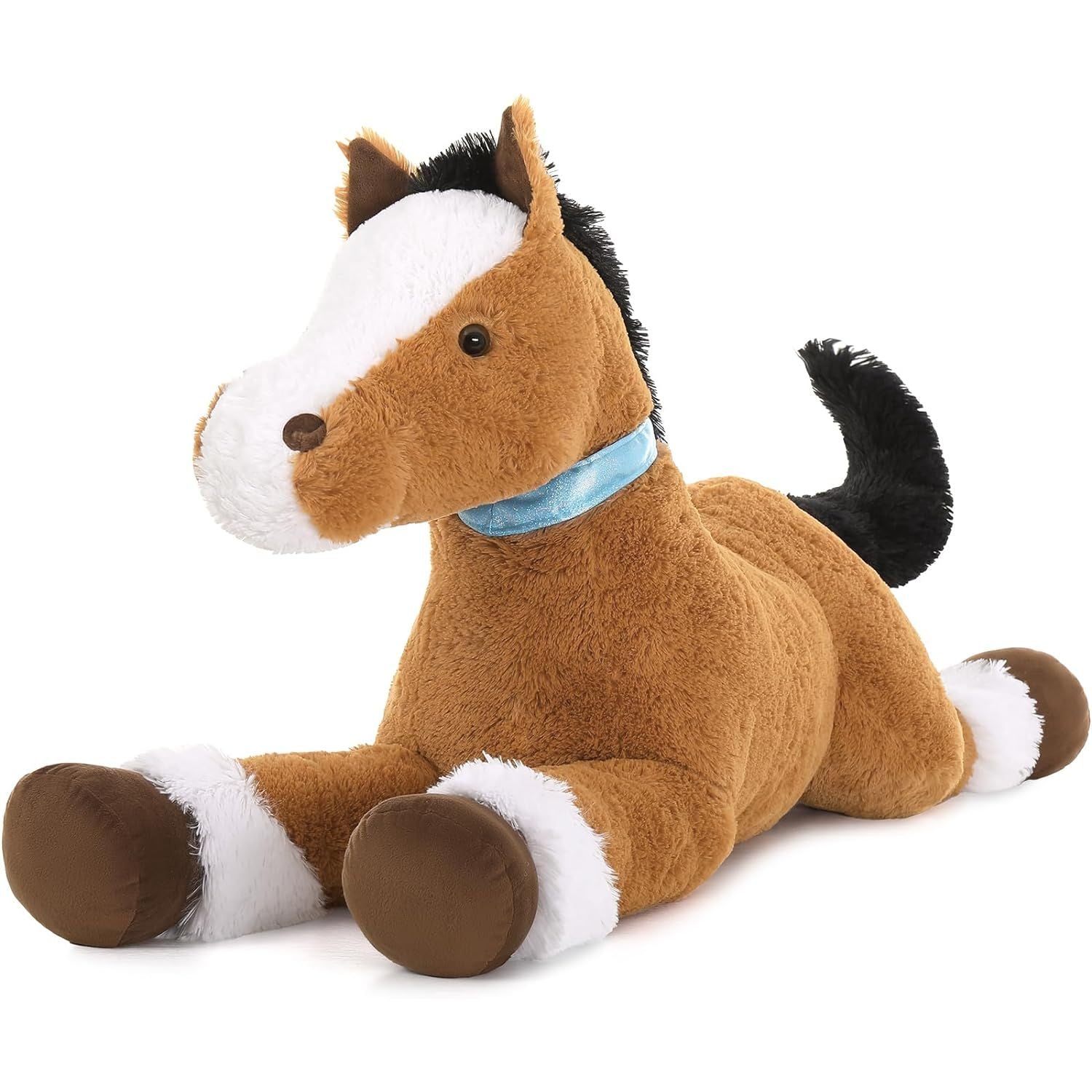 Giant Horse Plush Toy, Grey/Brown/Dark Brown/Coffee, 35/47 Inches
