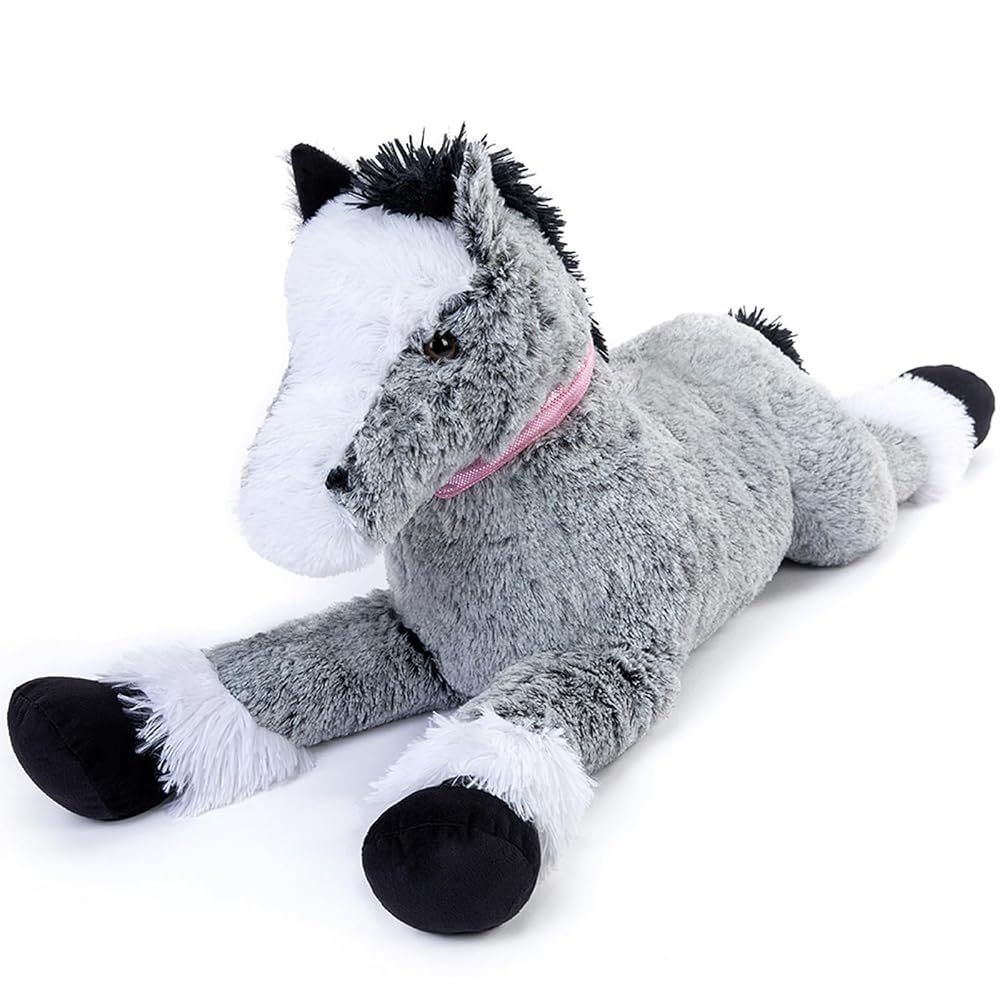 Jouet en peluche cheval géant, gris/marron, 35/47 pouces
