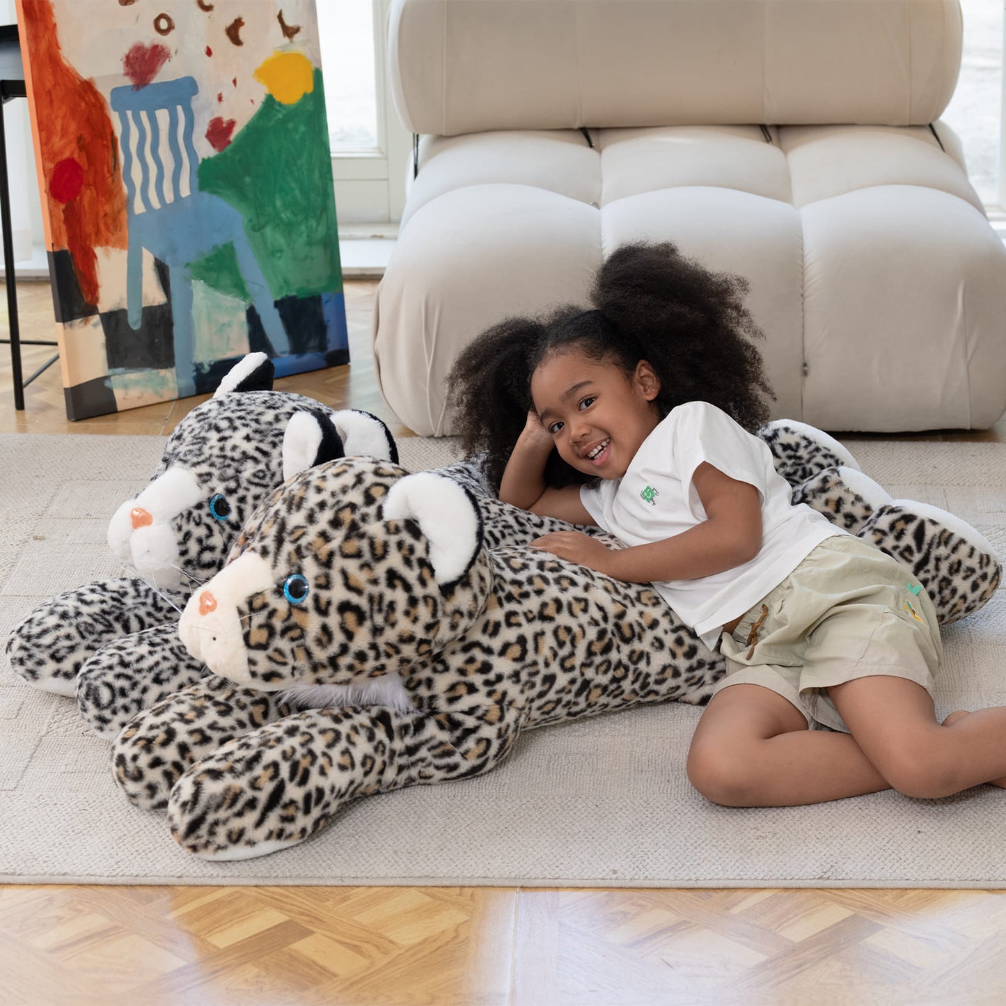 Giant Leopard Stuffed Animals Jungle Plush Toys, 47 Inches