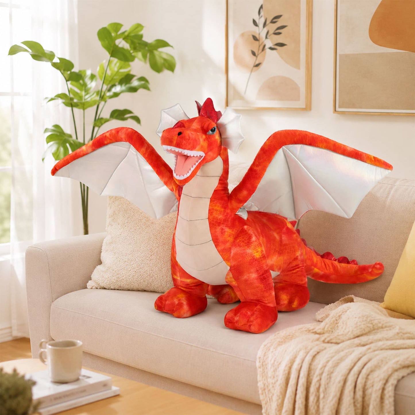Giant Flying Dragon Plush Toy, Red, 51 Inches