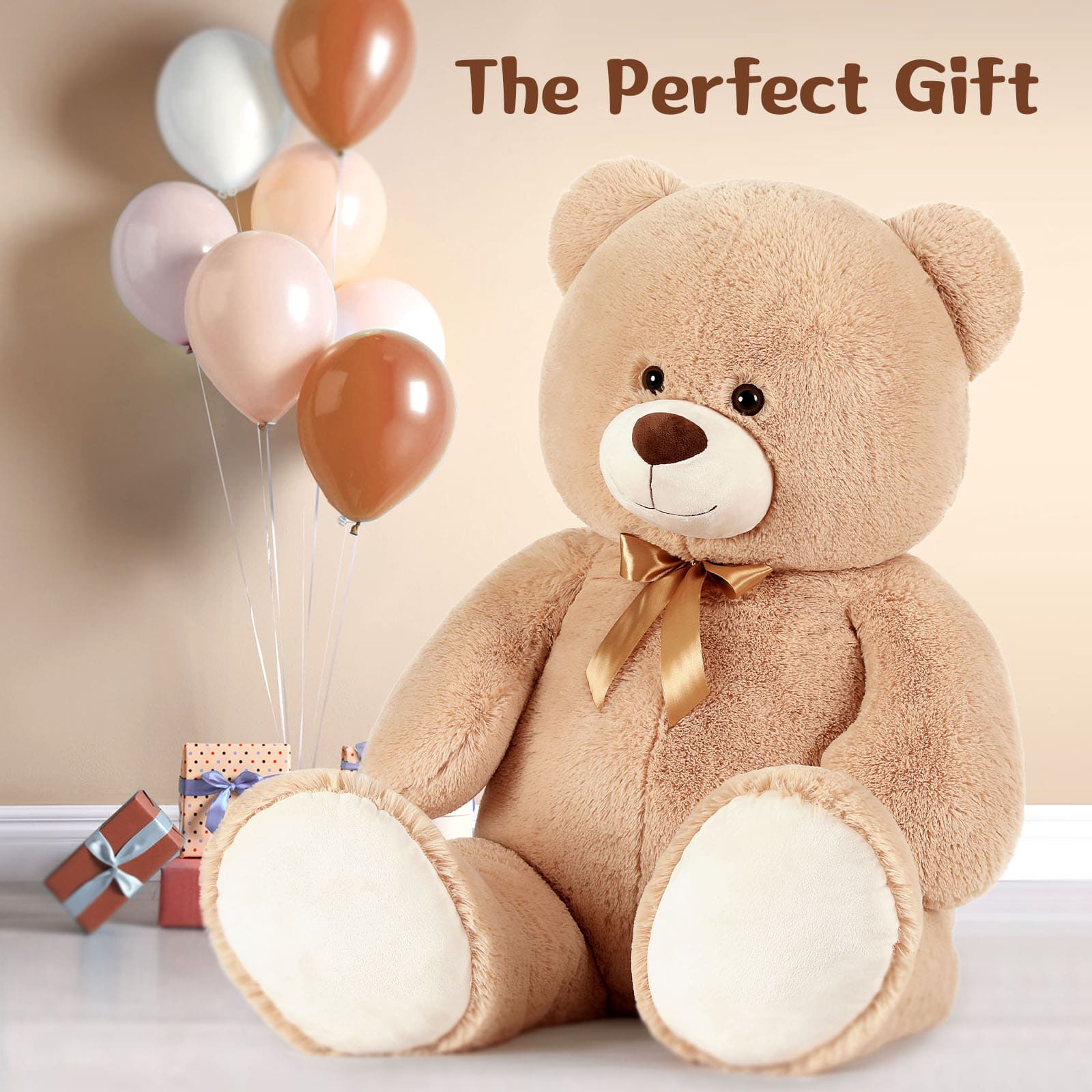 Teddy Bear Plush Toy Teddy Stuffed Animals, Light Brown, 42 Inches