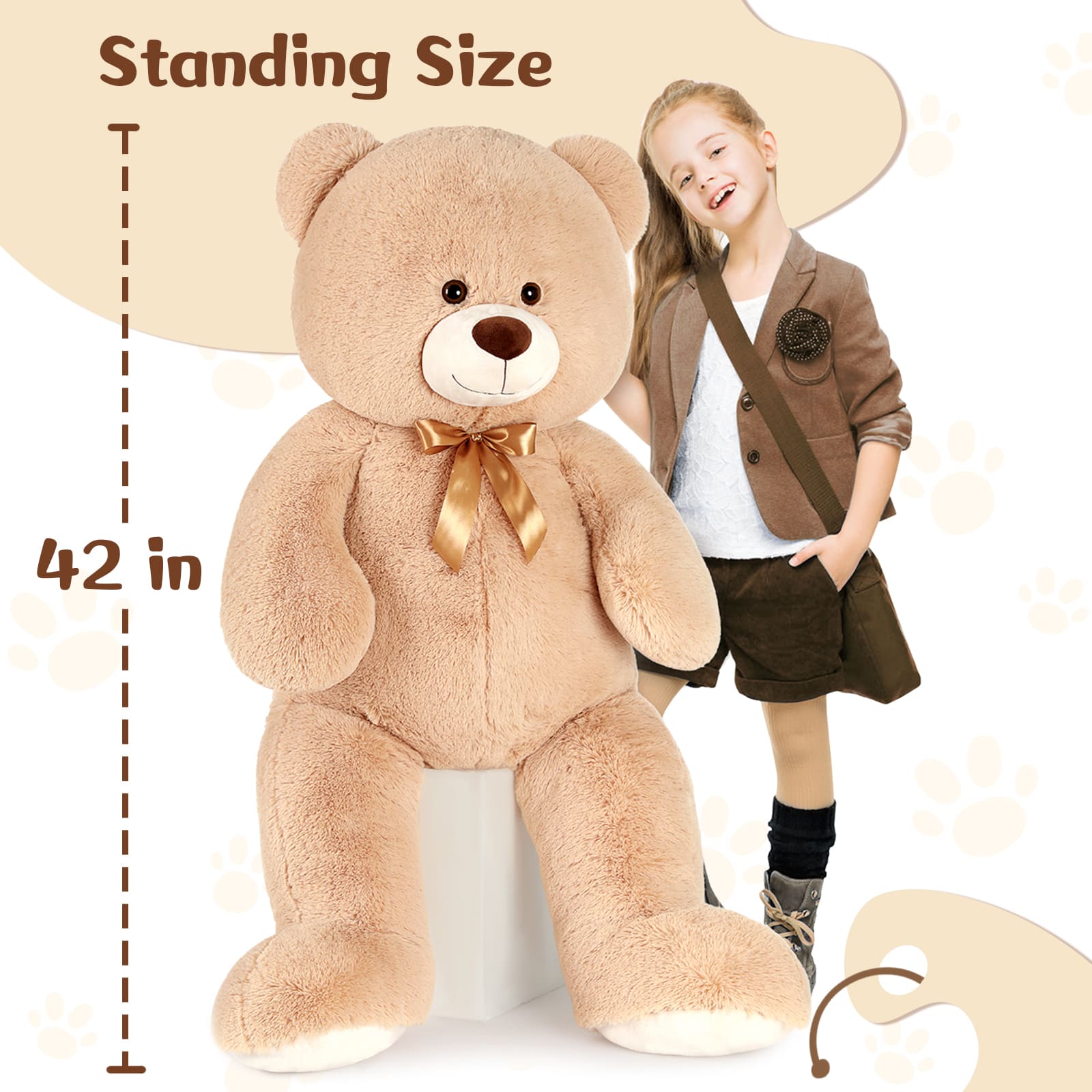 Teddy Bear Plush Toy Teddy Stuffed Animals, Light Brown, 42 Inches