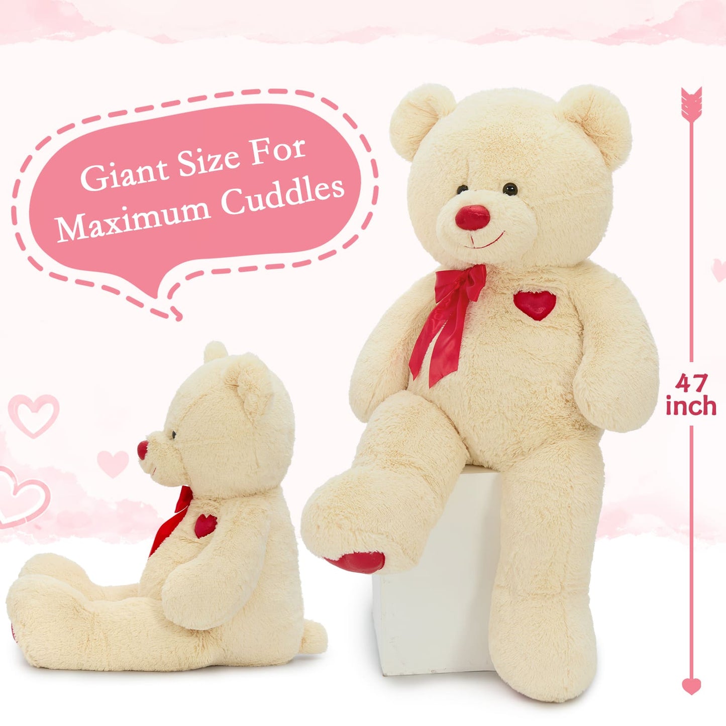 Large soft stuffed teddy bear for Valentine’s Day gift