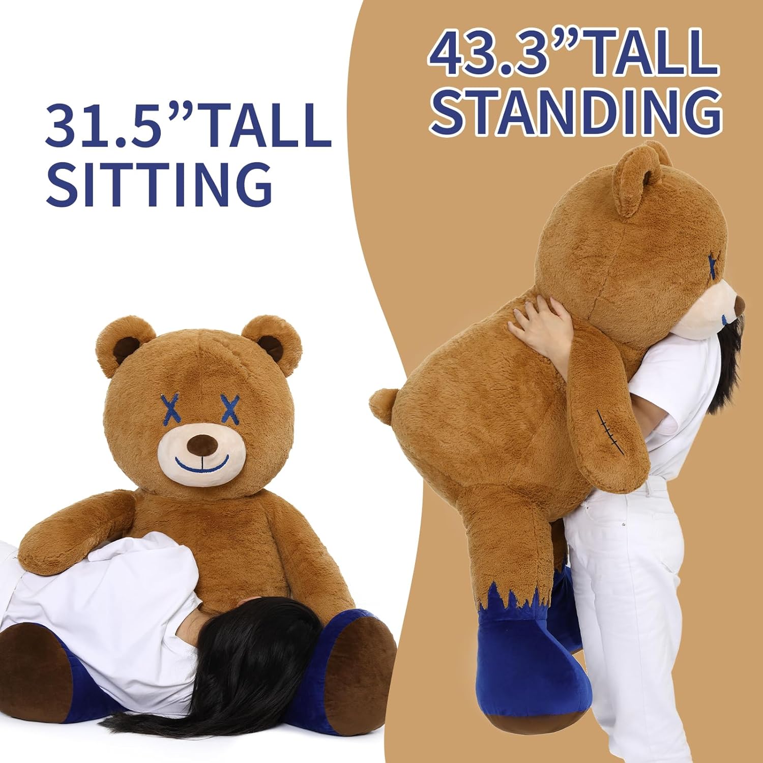 Riesiges Teddybär-Plüschtier, braun, 47 Zoll