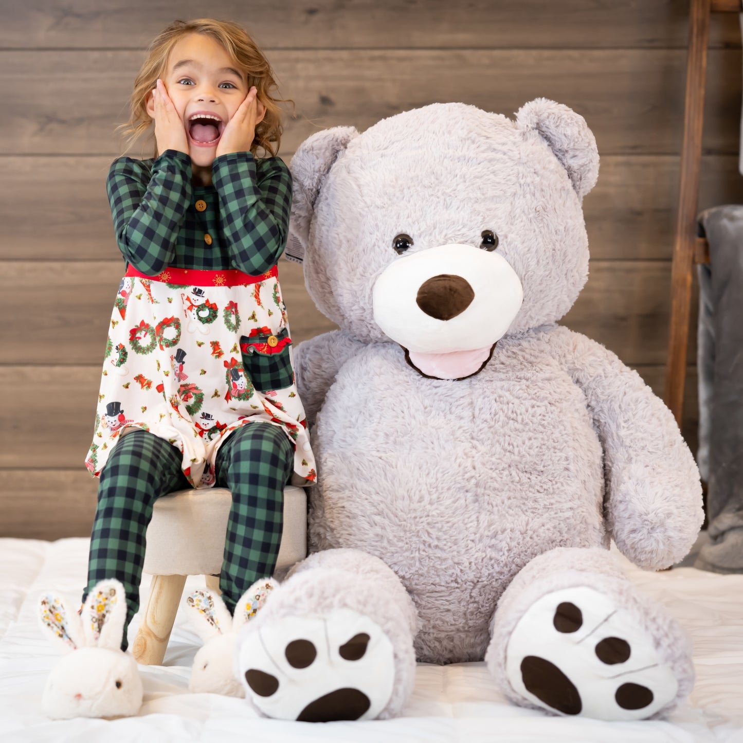 Giant Teddy Bear Plush Toys - Grey Teddy Bear Plush Dolls - Smiling Teddy Bear Stuffed Animals - Valentine's Day Teddy Bear Plushies - Teddy Bear Theme Baby Shower - We Can Bearly Wait Baby Shower Decor