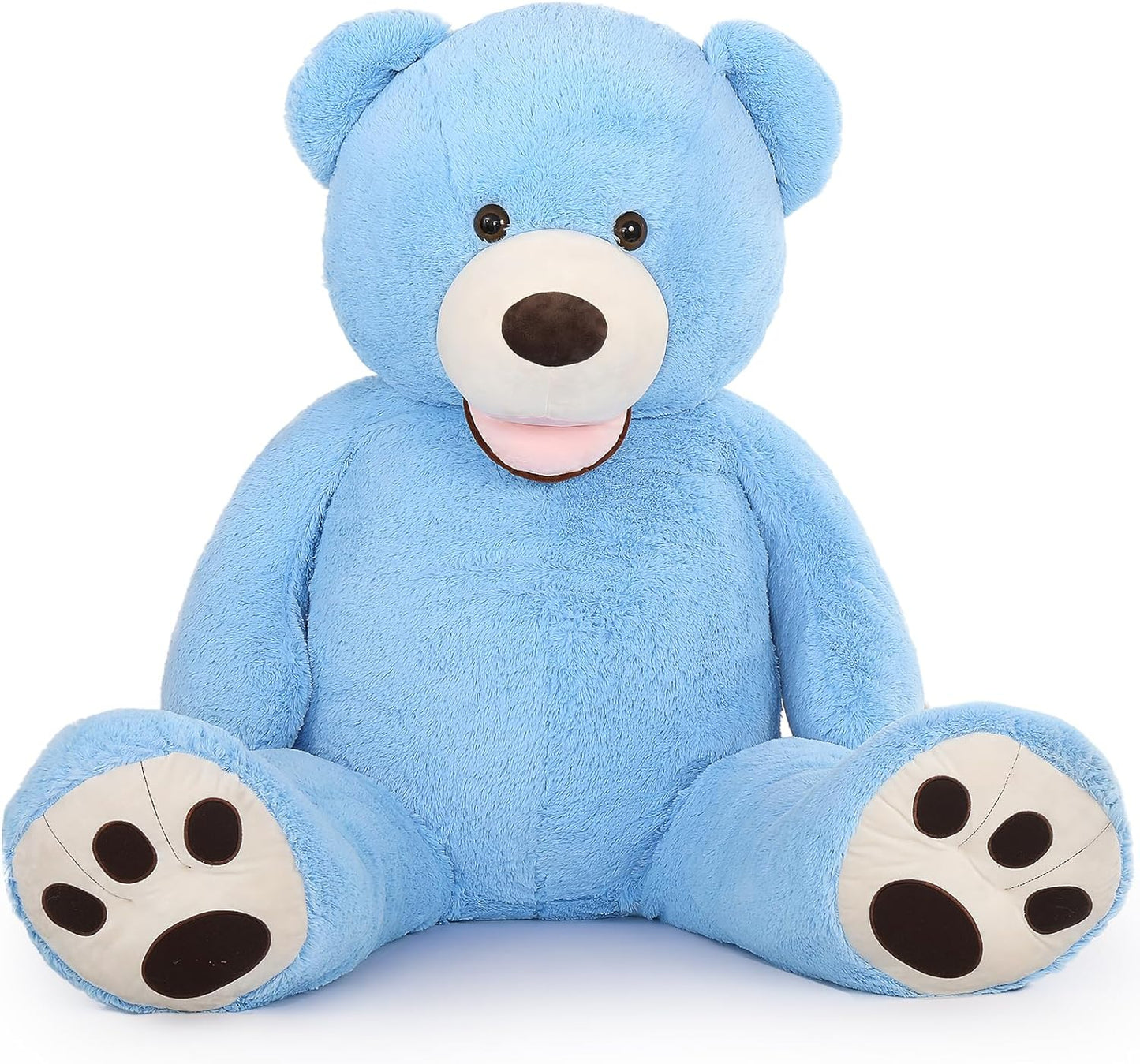 Giant Blue Teddy Bear Plush Toys - Blue 6 FT Teddy Bear Plush Dolls - Smiling Teddy Bear Stuffed Animals - Valentine's Day Teddy Bear Plushies - Teddy Bear Theme Baby Shower - We Can Bearly Wait Baby Shower Decor - Romantic Valentine's Day Gift