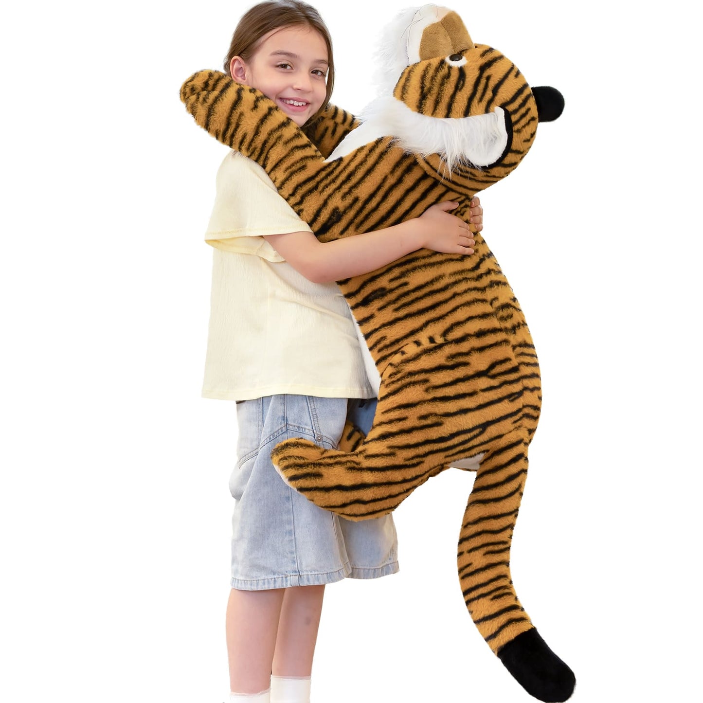 Jumbo Simulation Tiger Plush Toys - 43.3 Inches ( 110 CM ) Jungle Safari Stuffed Animals - Kawaii Present for All Ages - Giant Stuffed Animals