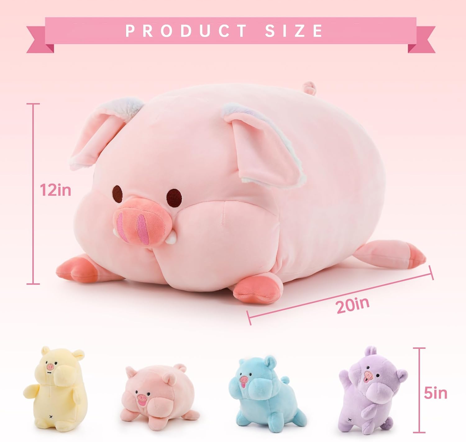 Schweinemama-Stofftier mit 4 Schweinebabys, 20 Zoll