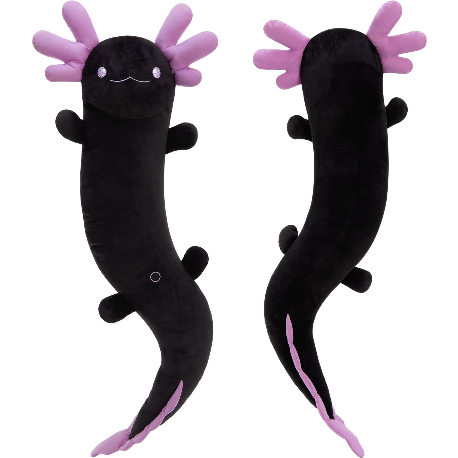 Giant Cozy Axolotl Long Throw Pillow, Red/Pink/Mint Green/Blue, 48 Inches