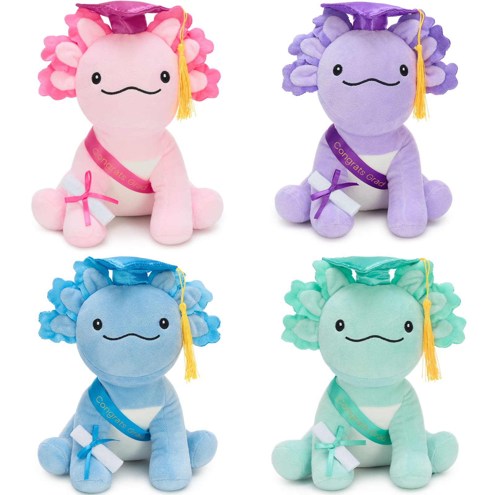 Cute Axolotl Graduation Plush Toy Gift For Graduates, 8 Inches