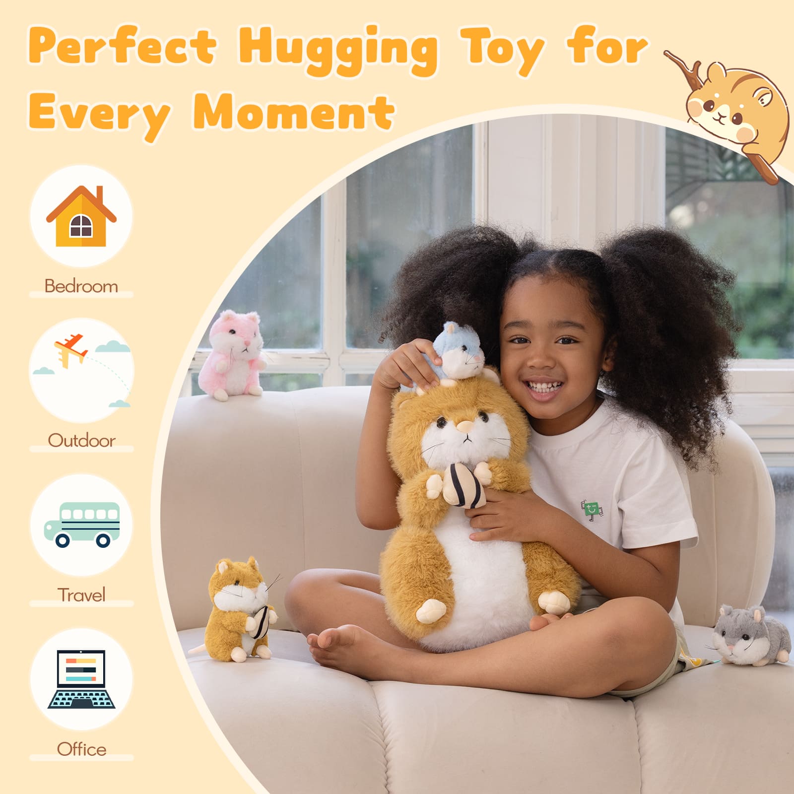 5 Pack Hamster Stuffed Animals with Babies, 12.6 Inches