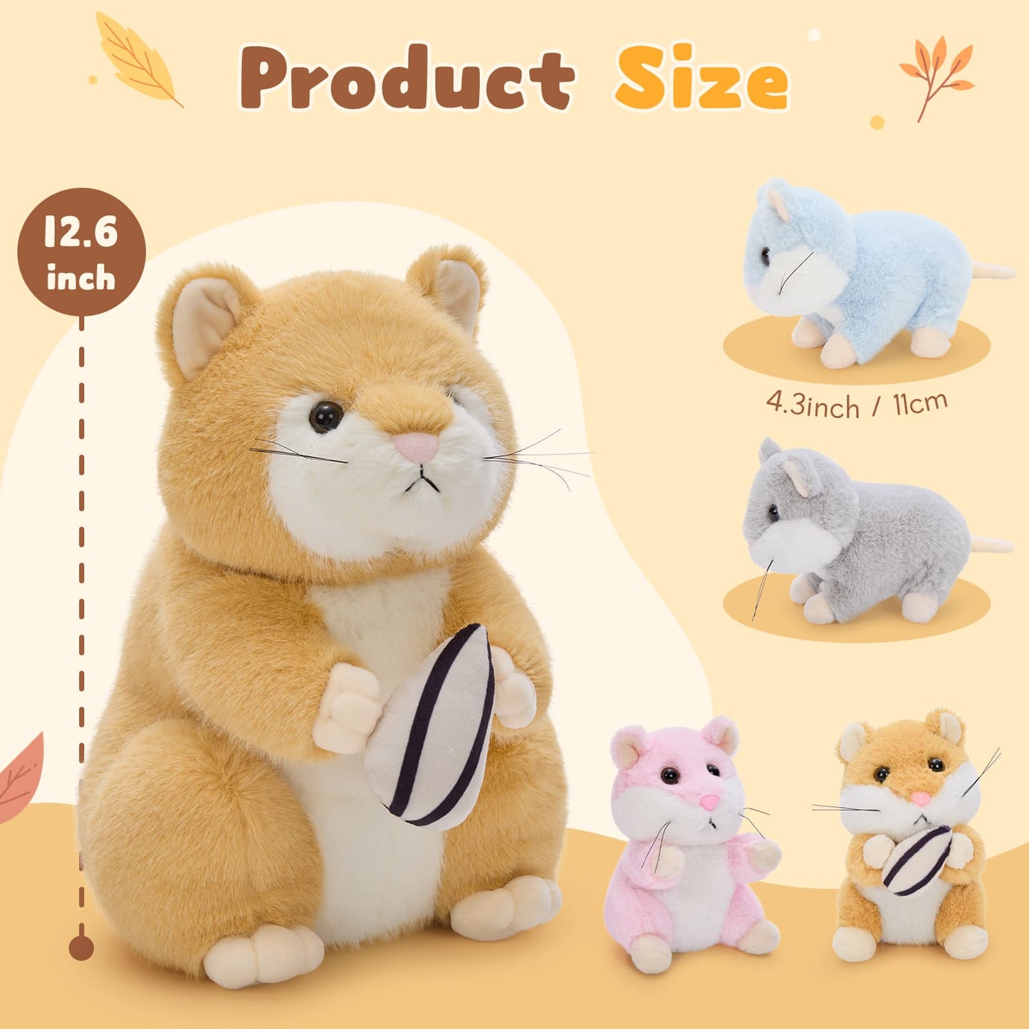 MorisMos 5 Packs Hamster Stuffed Animal Mommy with Baby Hamster Toys Gift for Birthday Christmas Baby Shower