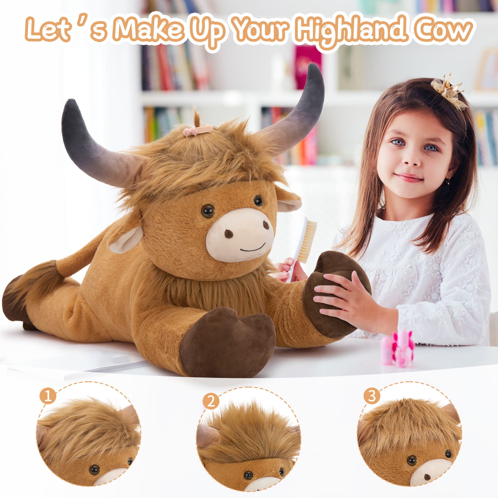 Big Highland Cow Stuffed Animals, Brown, 32 inches