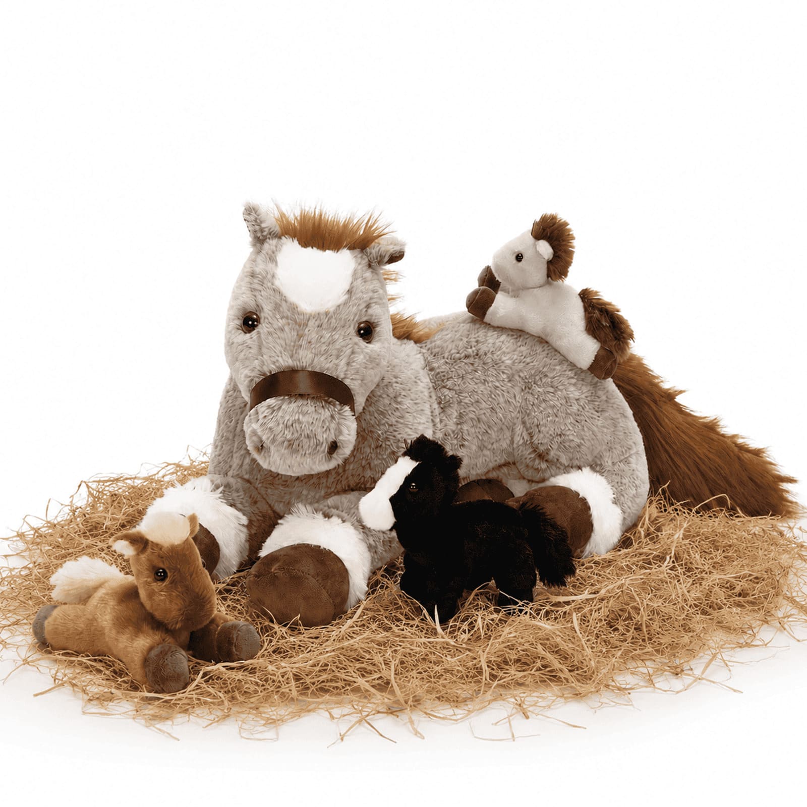 Horse Stuffed Animals Pony Plush Toys, Black/Brown, 17.72 Inches