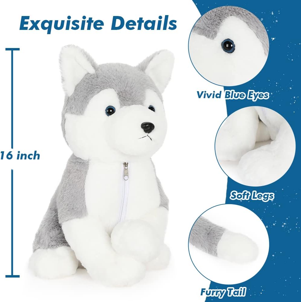 Husky Plush Toys Dog Stuffed Animals, 16 Inches