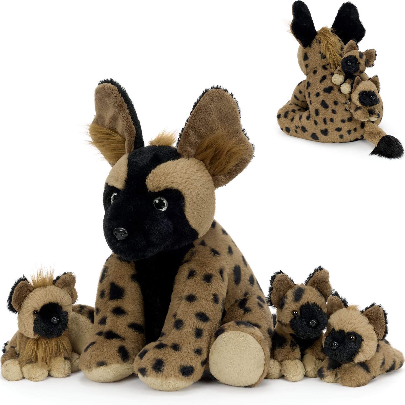 Hyena Stuffed Animals with Three Babies Inside, 18 Inches