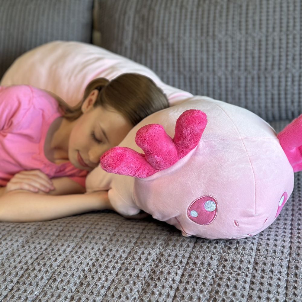 Jumbo Axolotl Cartoon Long Plush Pillow, Pink, 39 Inches