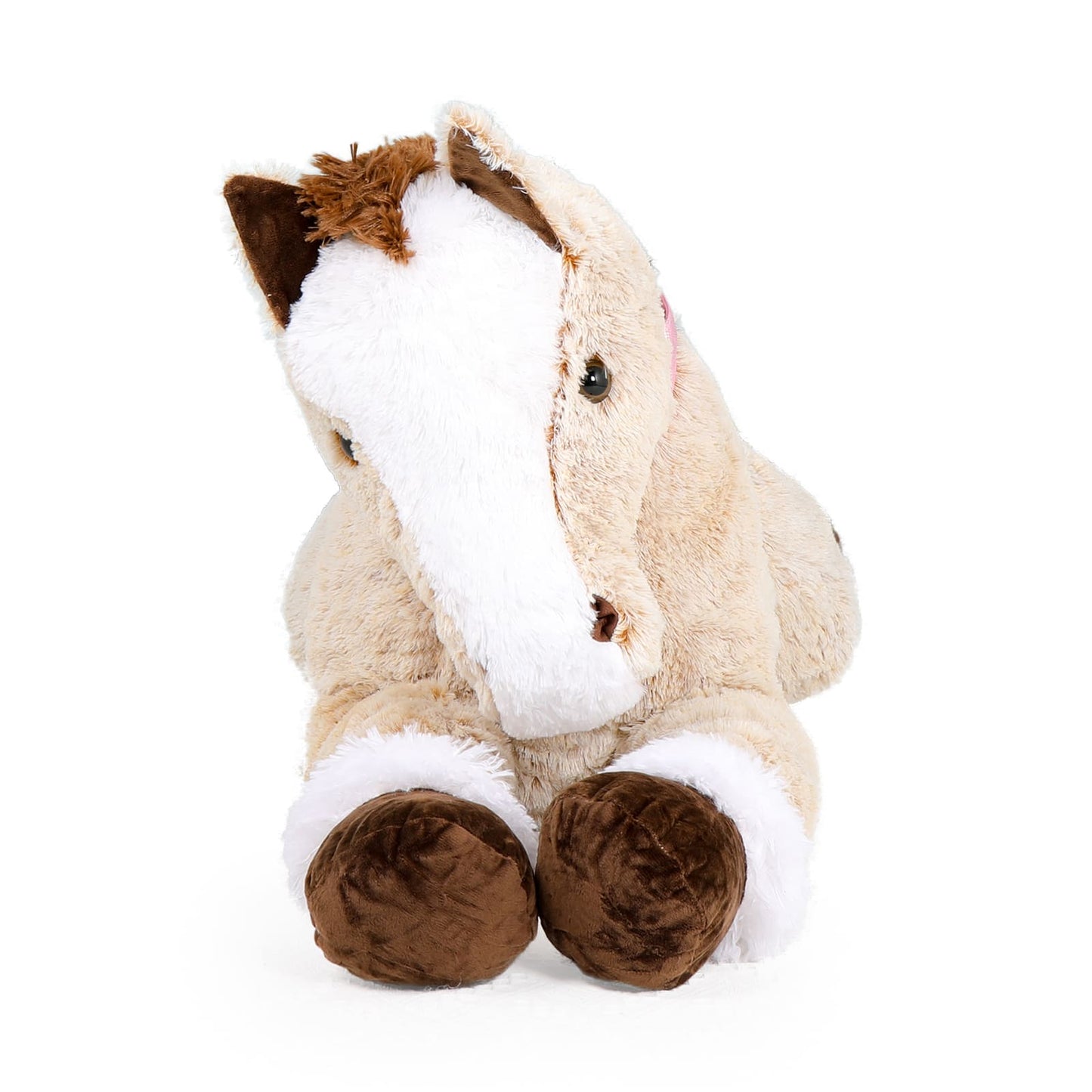 Jouet en peluche cheval géant, gris/marron, 35/47 pouces