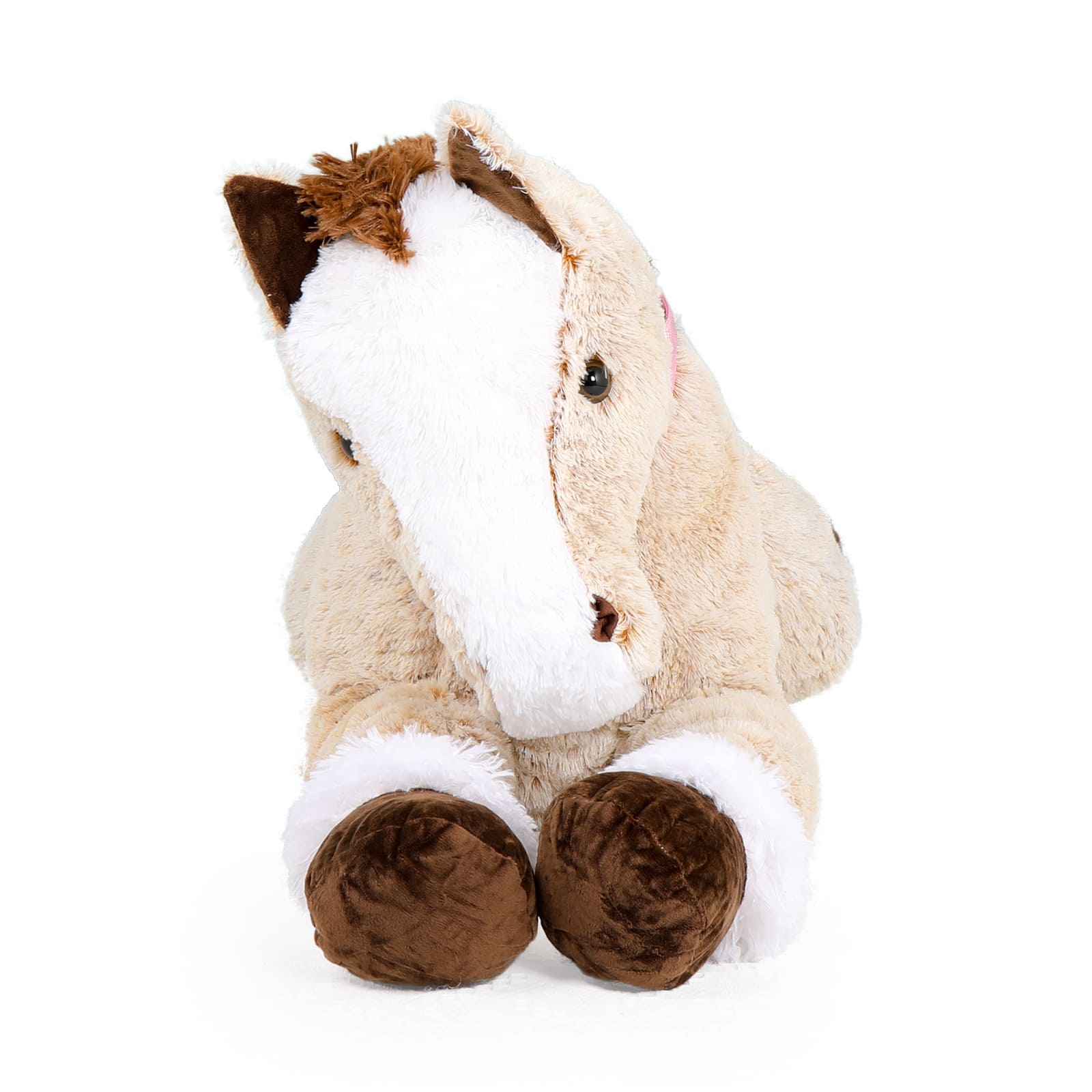Jouet en peluche cheval géant, gris/marron, 35/47 pouces