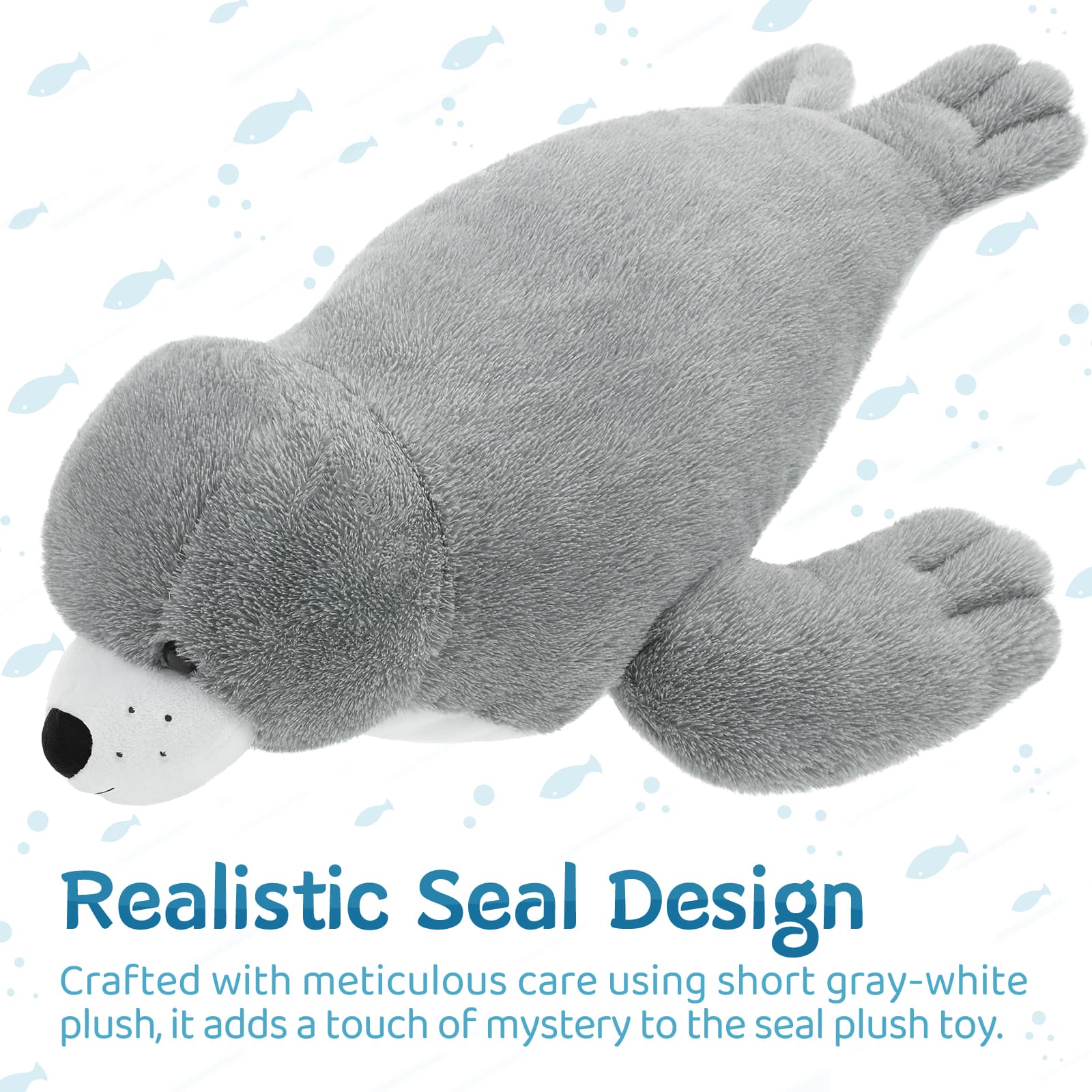Seal Stuffed Animals Ocean Plush Toys, Grey, 31 Inches