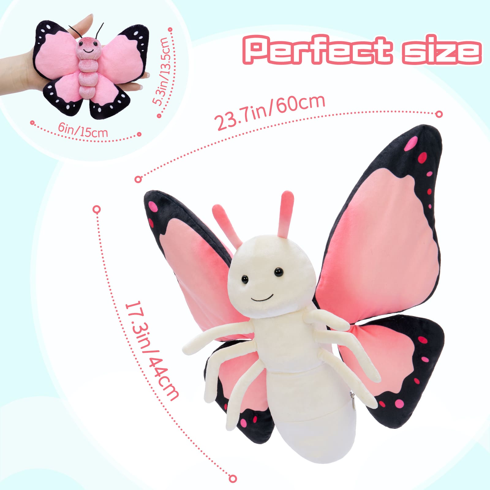 Cute Butterfly Plush Toy – Soft Stuffed Animal with Big Colorful Wings
