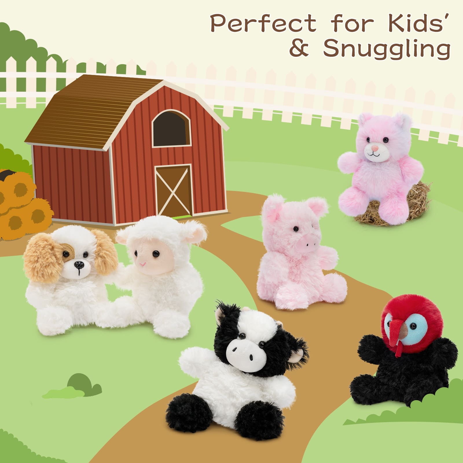 6 Pcs Farm Weighted Stuffed Animals, 4.7 Inches