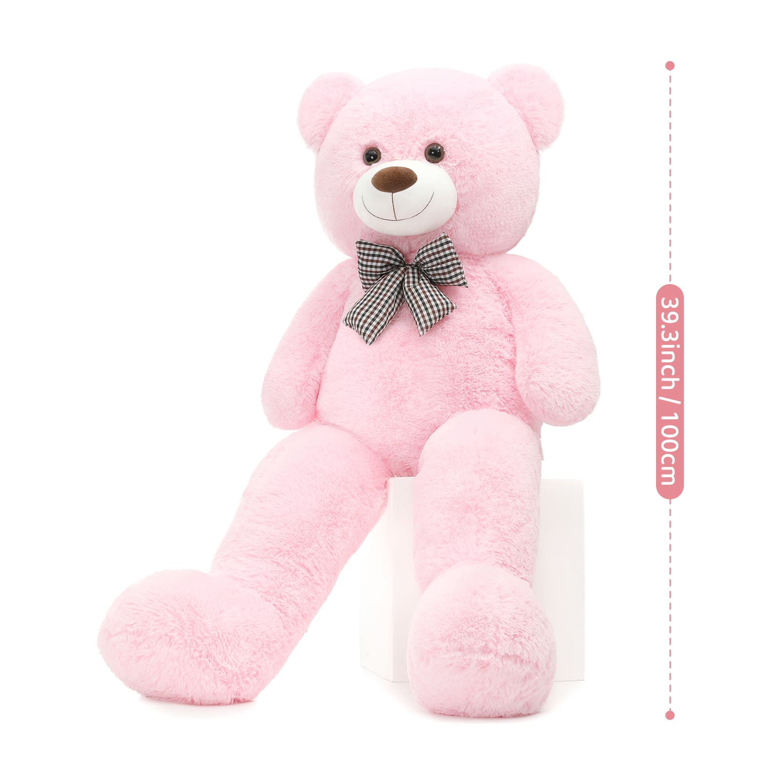 Ours en peluche géant, jouet en peluche, rose, 39/47/55 pouces