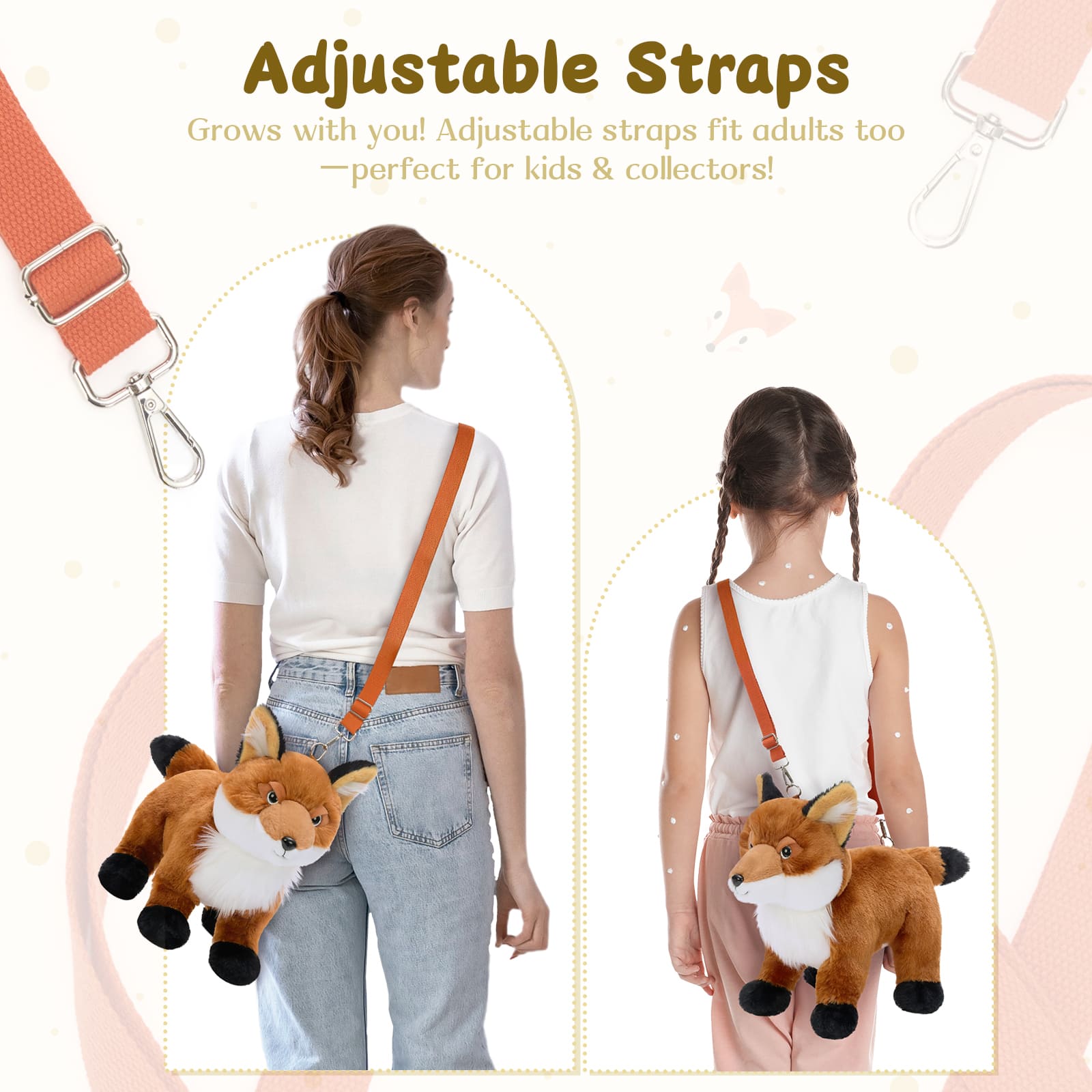 Fox Plush Crossbody Bag with Three Mini Fox Plushies Inside