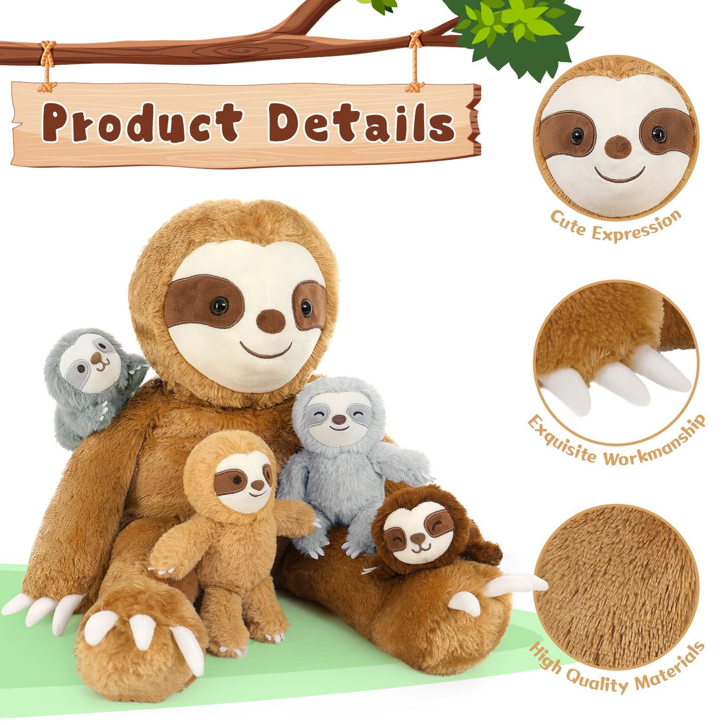 Realistic Stuffed Animals with Babies Inside - MorisMos Stuffed Animal Set - Kawaii Plush Toys for All Ages