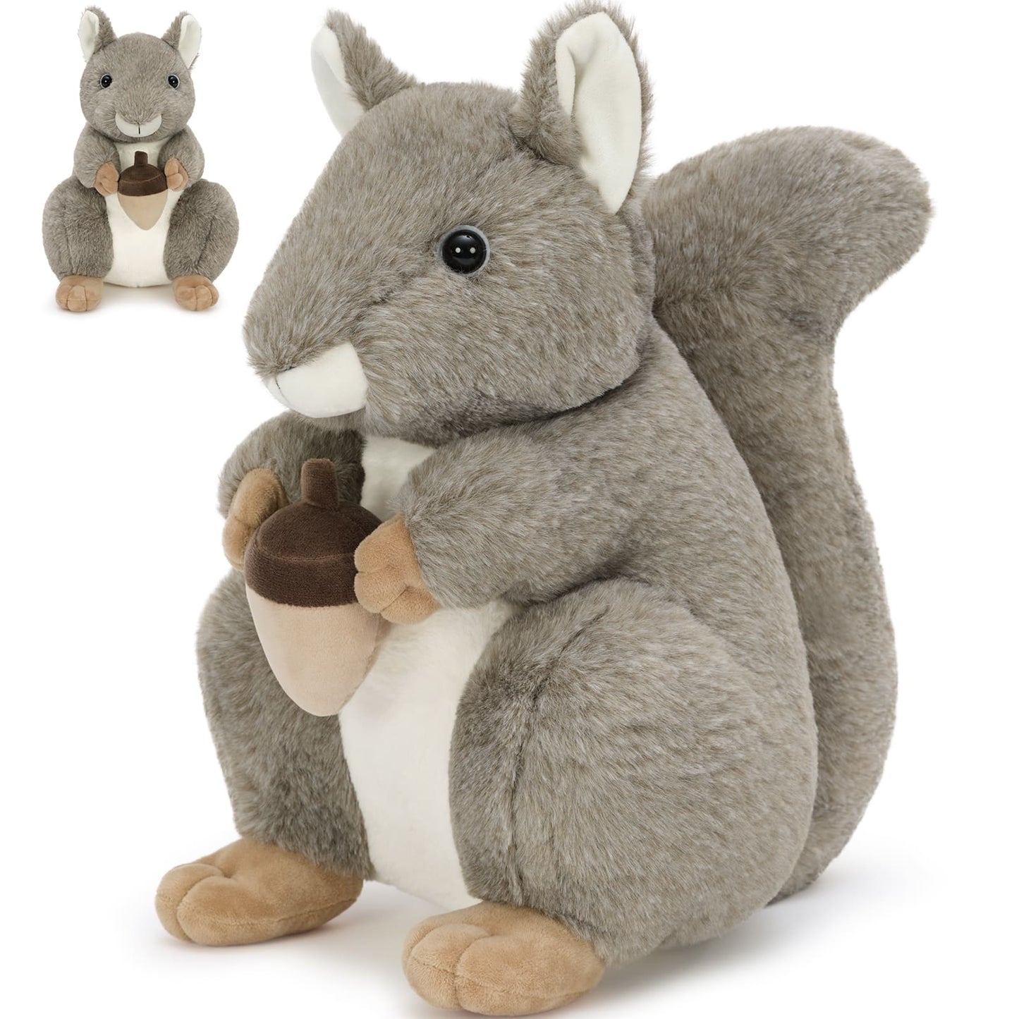 Realistic Squirrel Plush Toy, Brown/Gray, 13.78 Inches