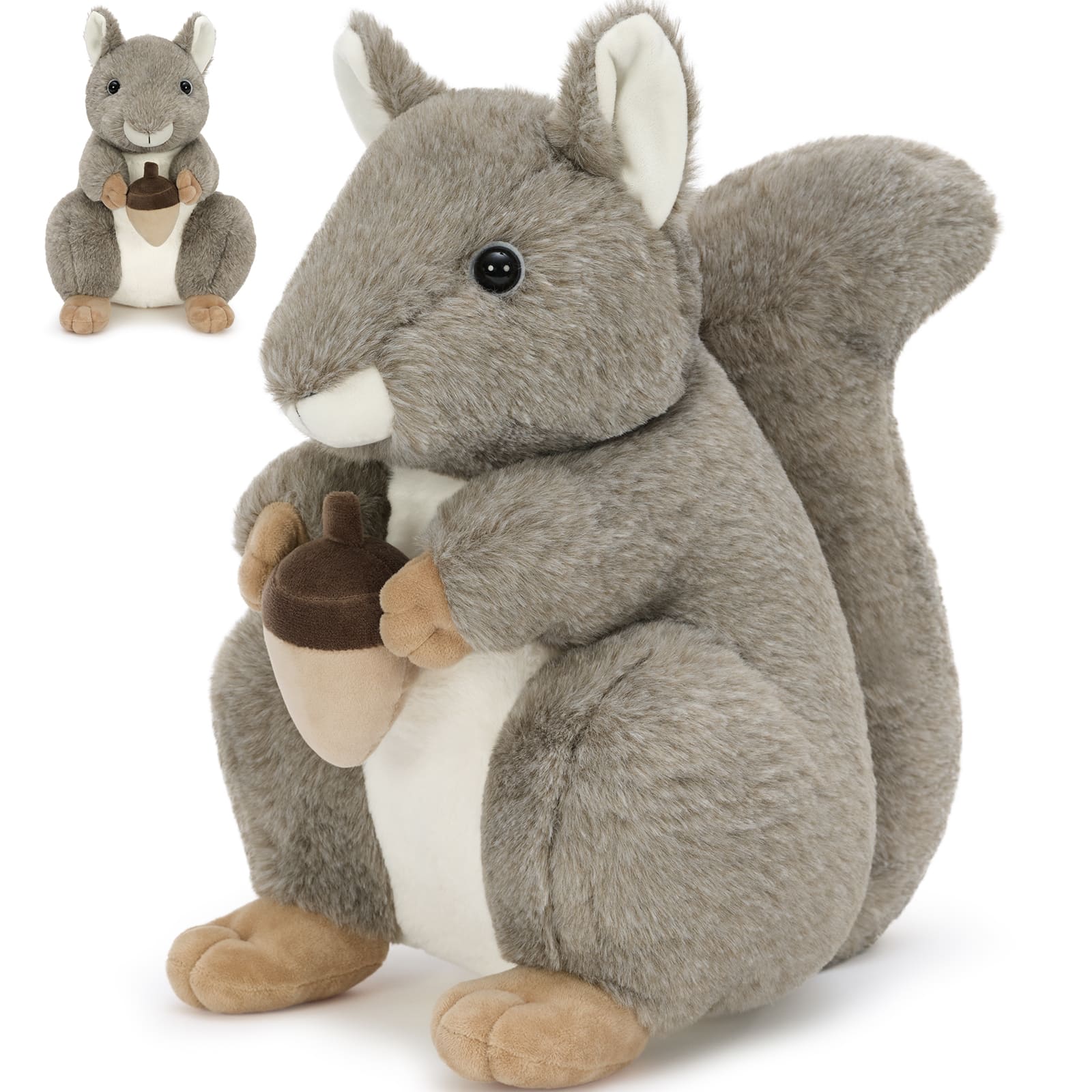 Realistic Squirrel Plush Toy, Brown/Gray, 13.78 Inches