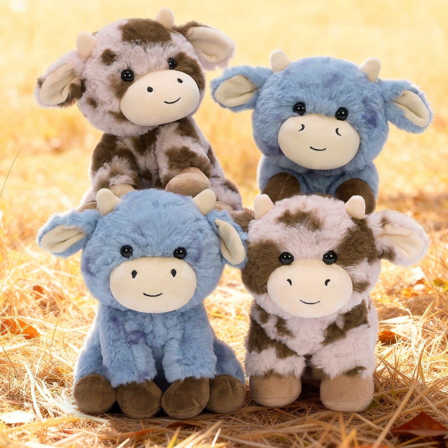4 Pcs Cow Stuffed Animals Farm Plush Toys, 8.7 Inches